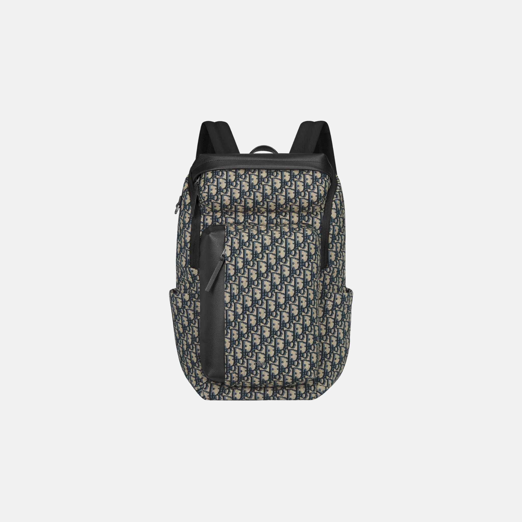 Rider Soft Zipped Backpack in Jacquard & Grained Calfskin