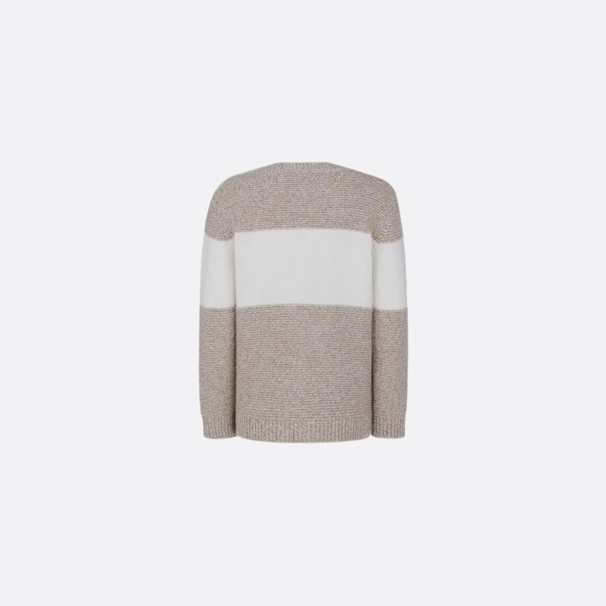 Sweater in Heathered Beige & Ivory Wool Cashmere Knit