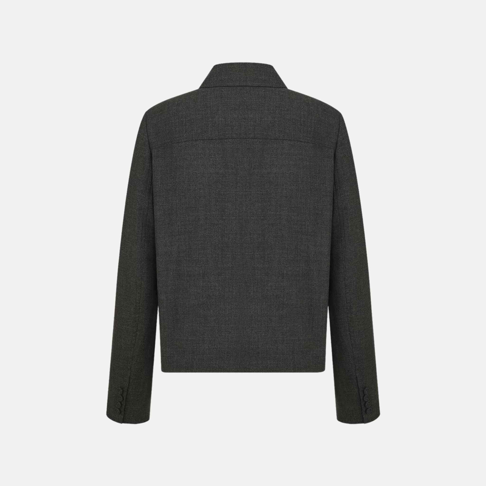 Zipped Jacket In Virgin Wool Basketweave