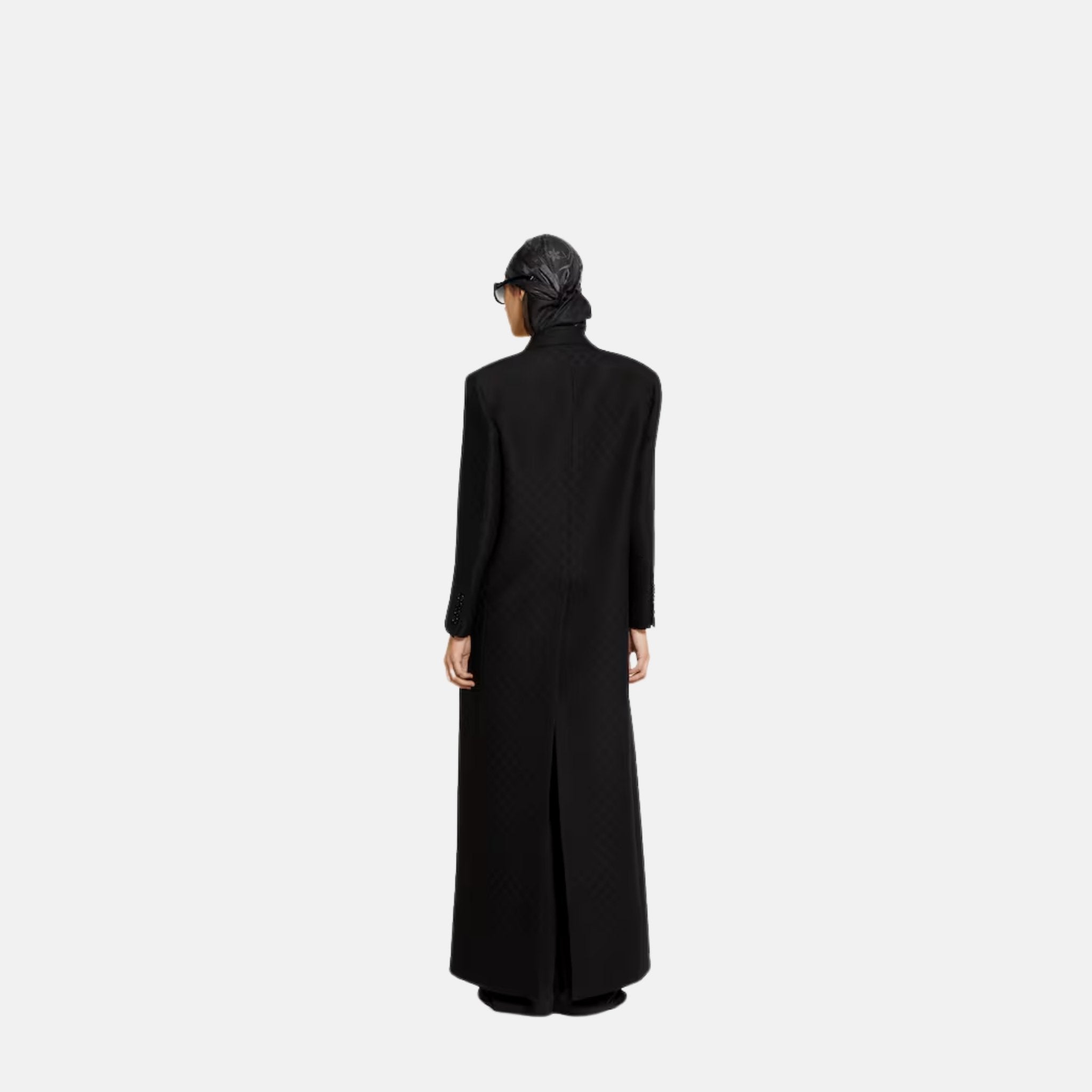 GG Silk Wool Crepe Double Breasted Coat