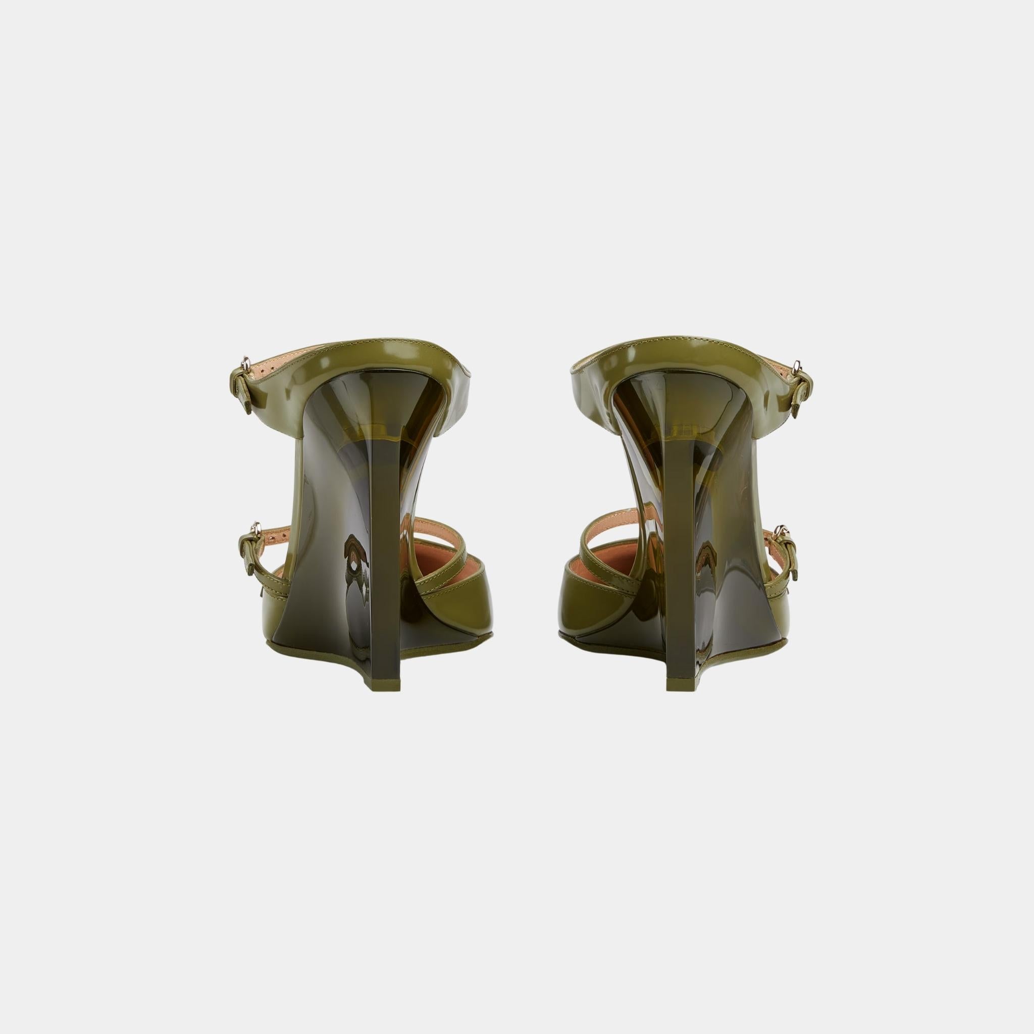 Wedge Shiny Leather Mule