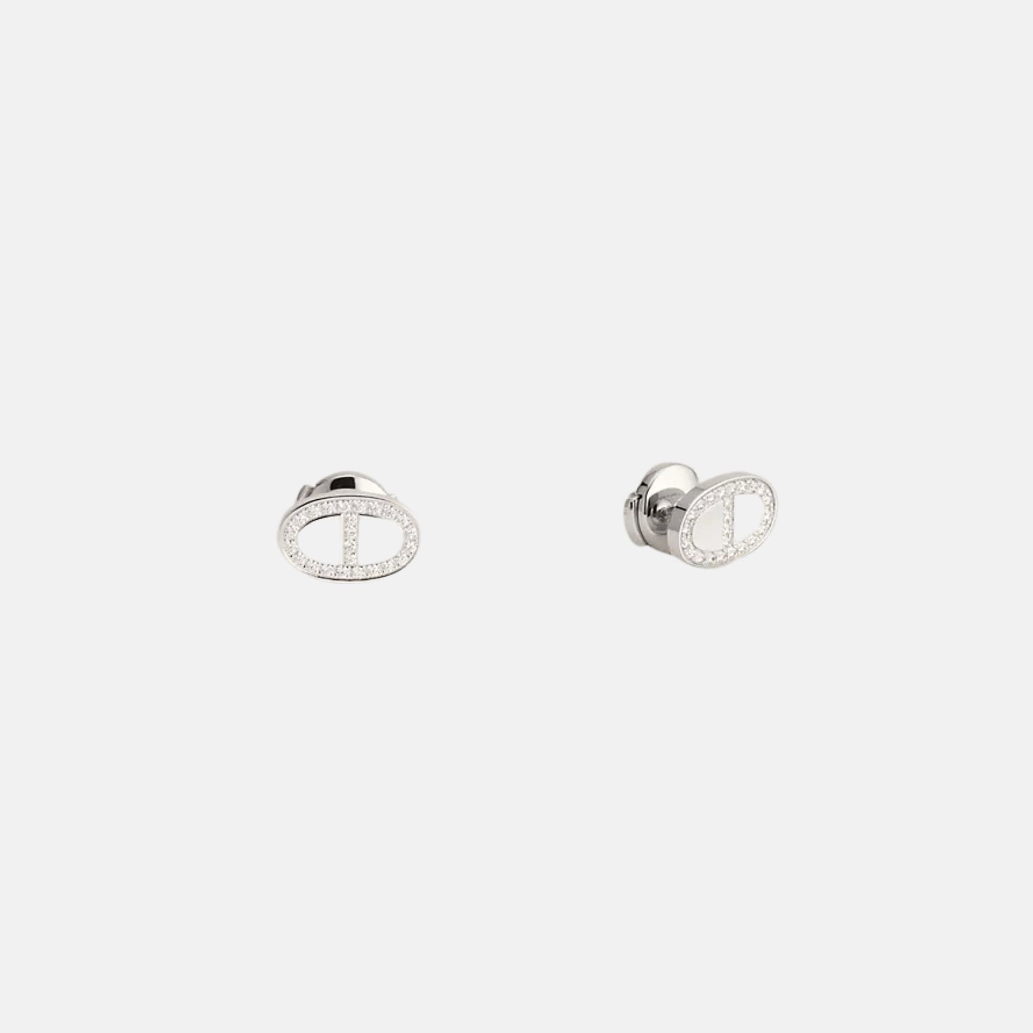 Anchor Chain Contour Earrings White Gold Diamond