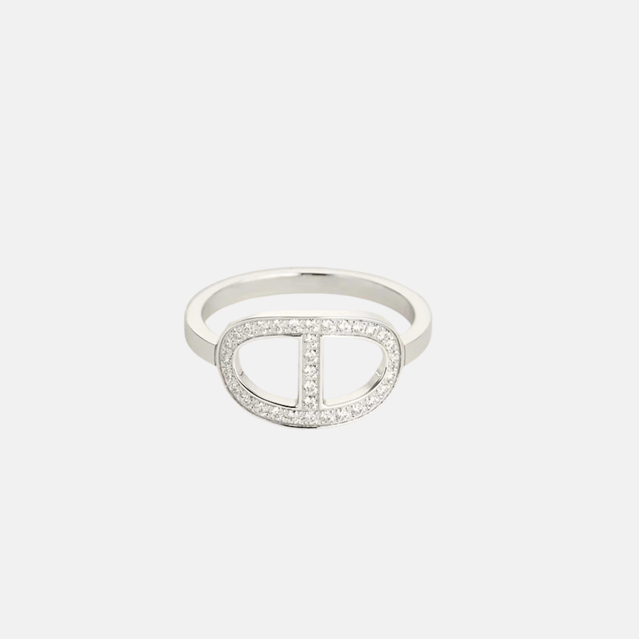 Anchor Chain Contour Ring White Gold Diamond