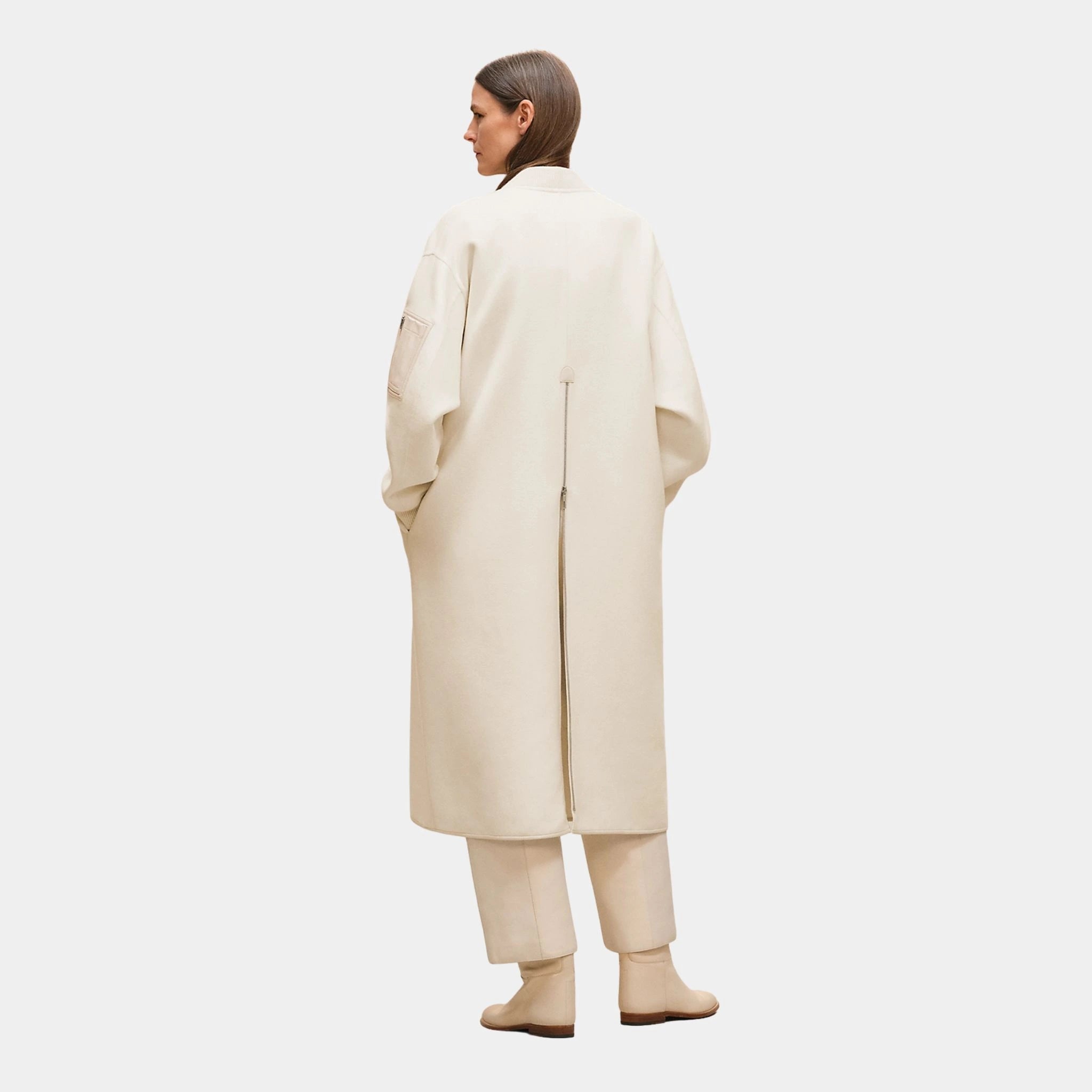 Bomber-inspired Coat in Double-sided Cashmere