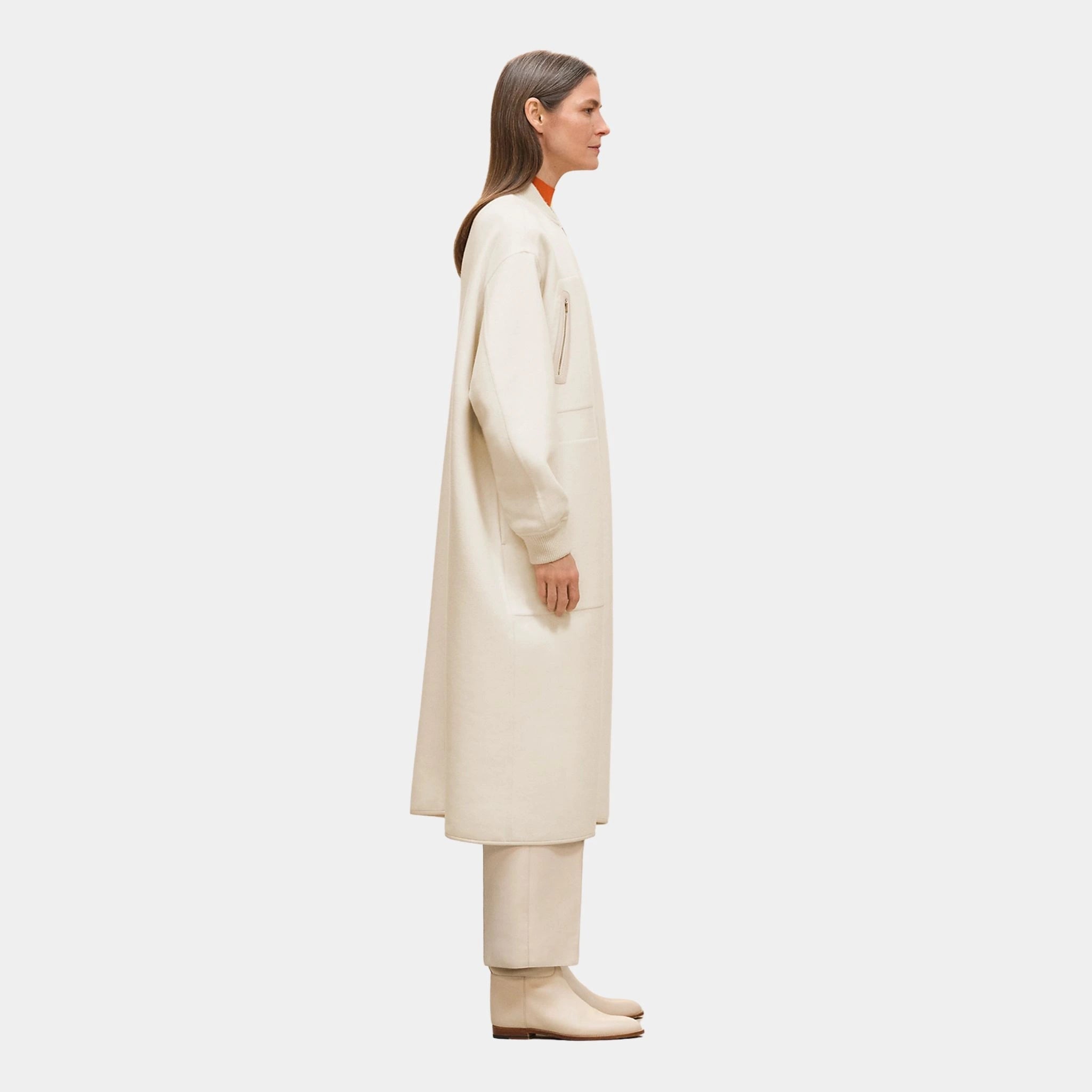Bomber-inspired Coat in Double-sided Cashmere