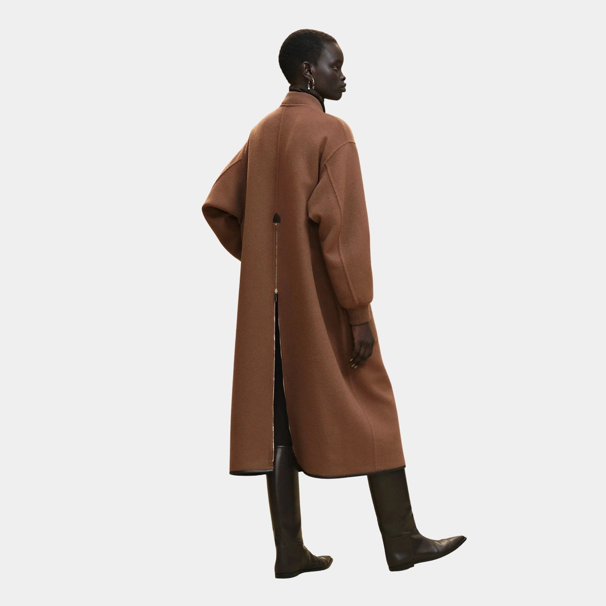 Bomber-inspired Coat in Double-sided Cashmere