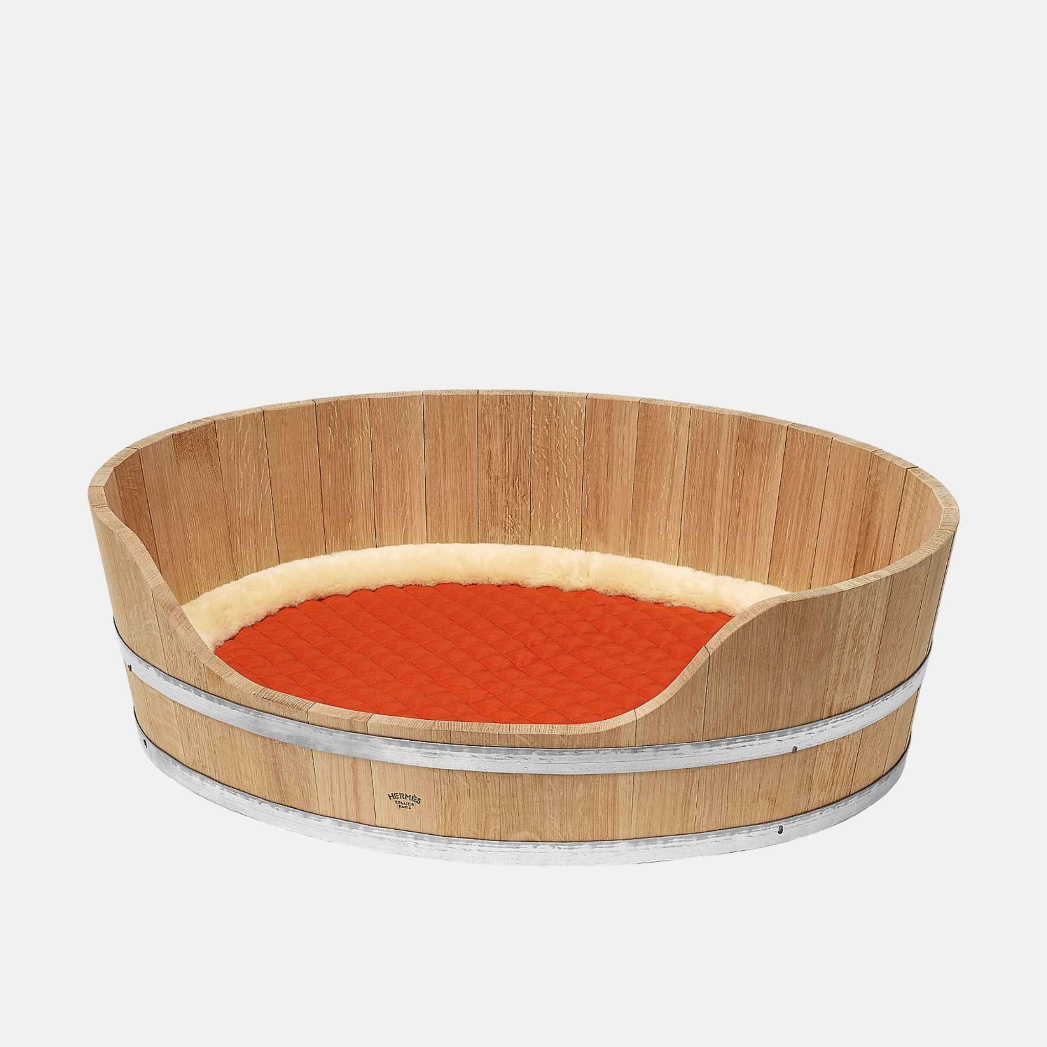 Bucket Basket Luxury Dog Bed In Oak Wood