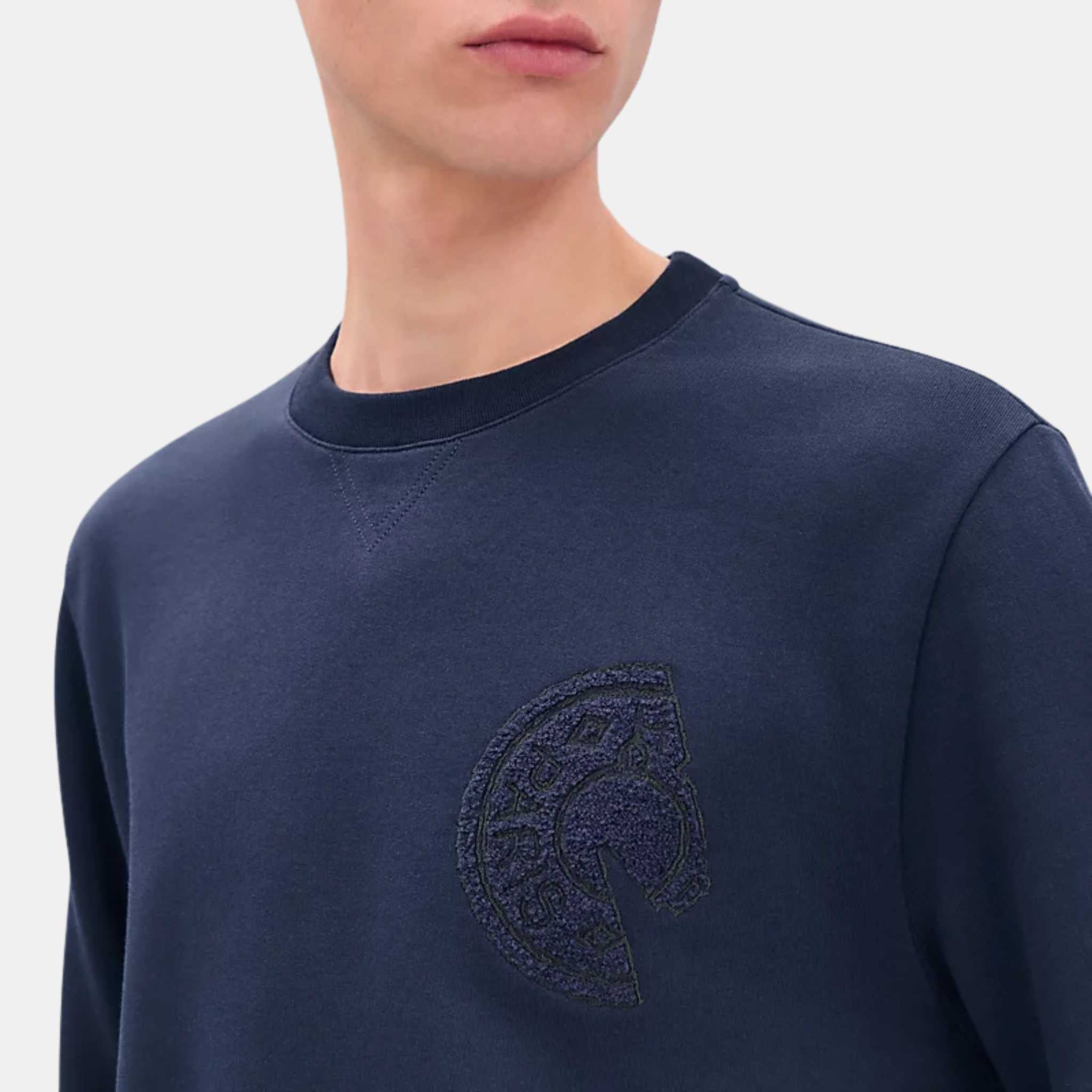 Crewneck Sweater With Clou De Selle Detail Ocean