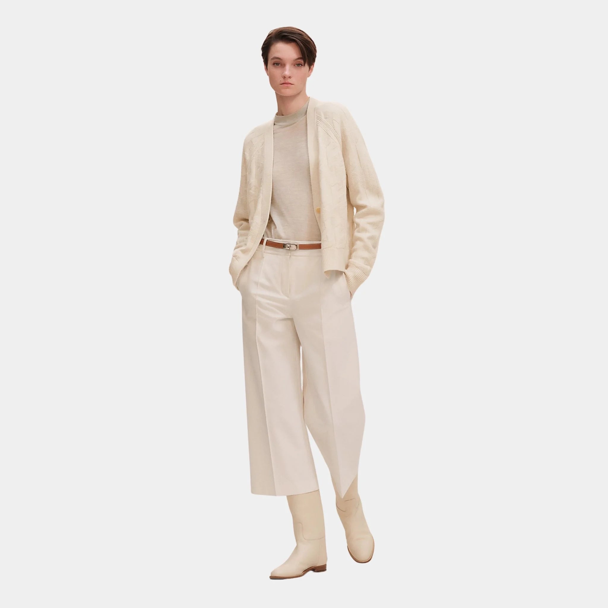 Cropped Pants in Double Stretch Cotton Twill