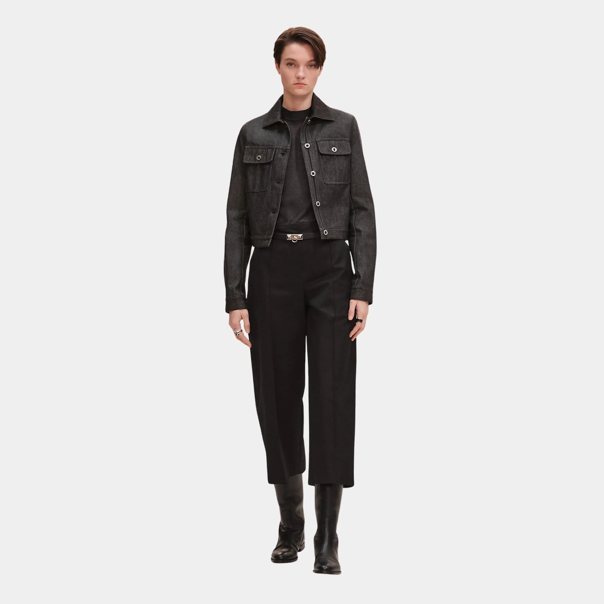 Cropped Pants in Double Stretch Cotton Twill
