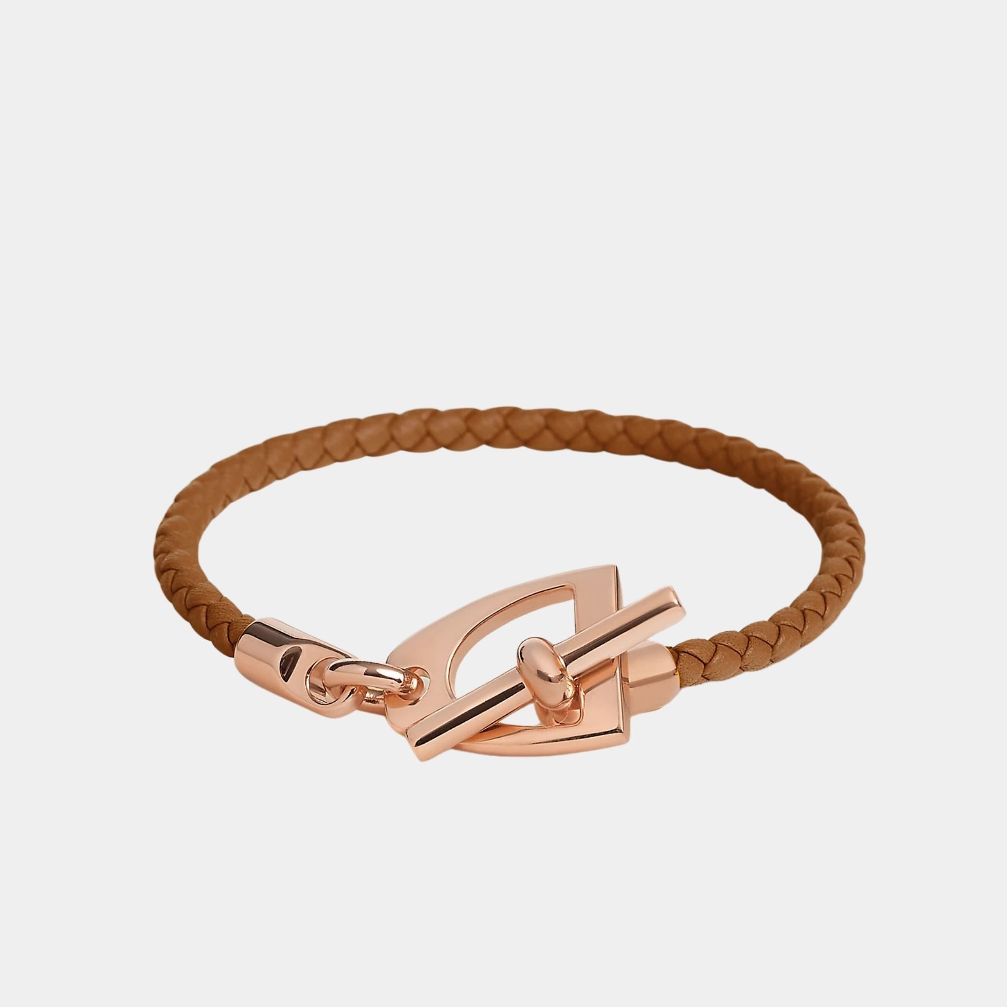 Etrier Bracelet Swift Calfskin Rose Gold Plated