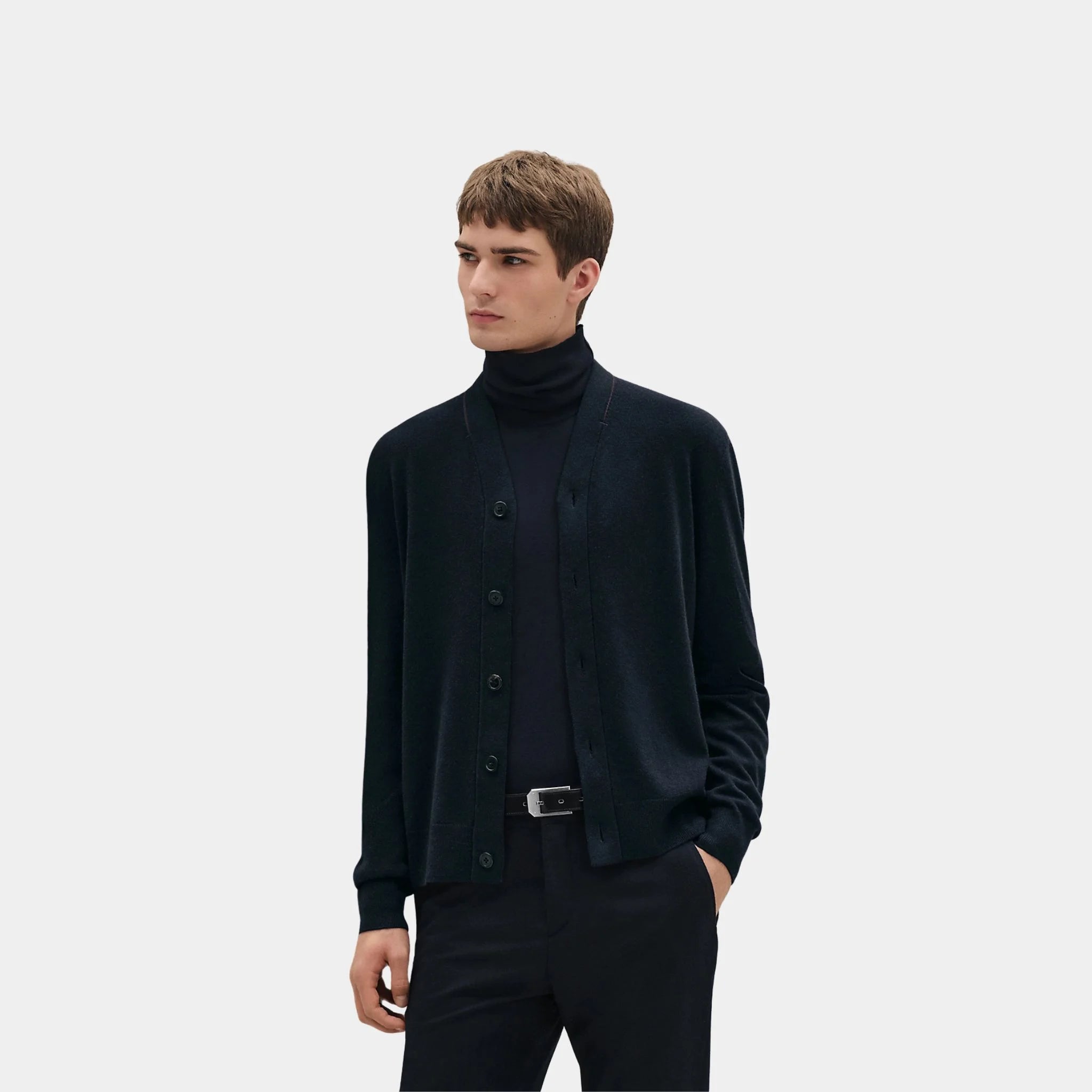 H bartack Button-down Cashmere Cardigan