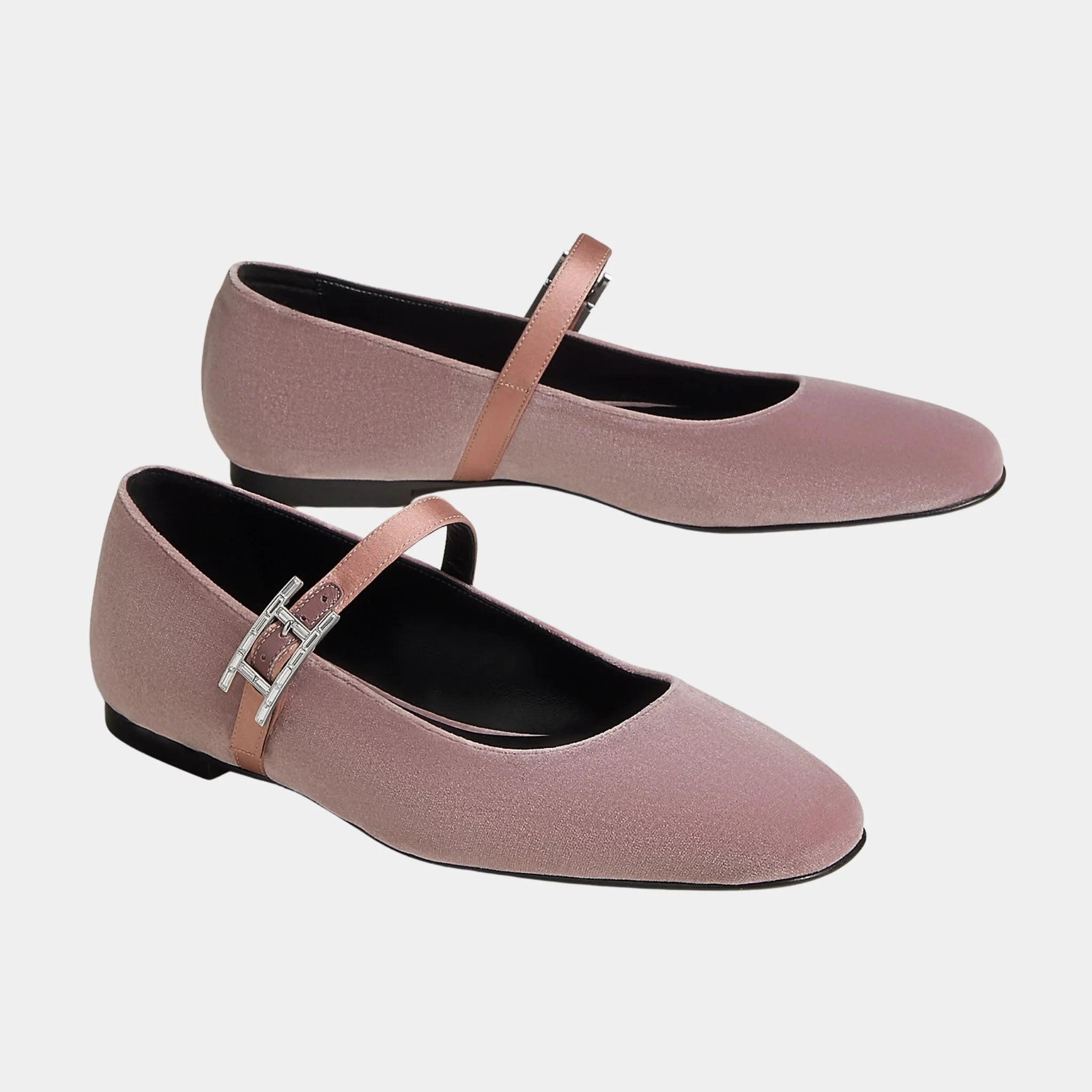Jane Ballerinas in Velvet and Satin Fabric