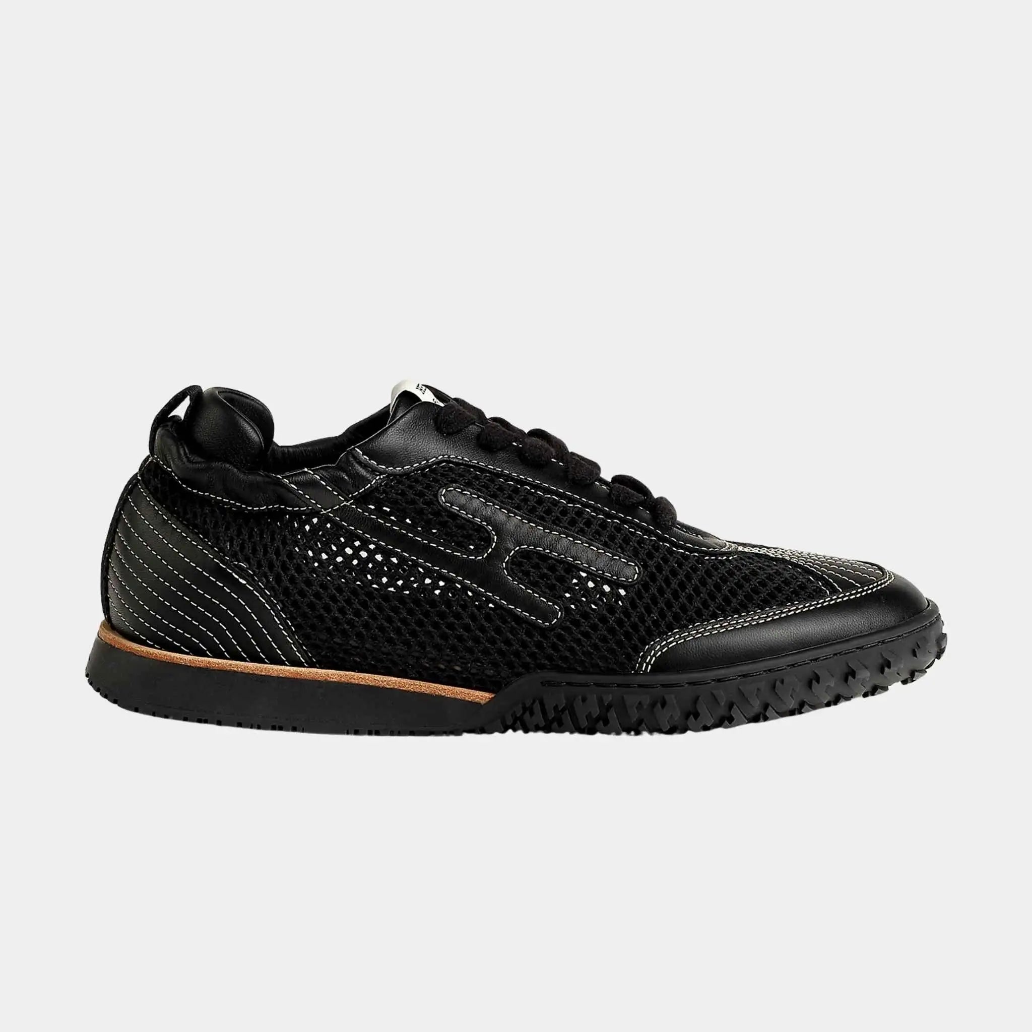 Jet Sneakers in Crochet Knit and Nappa Leather