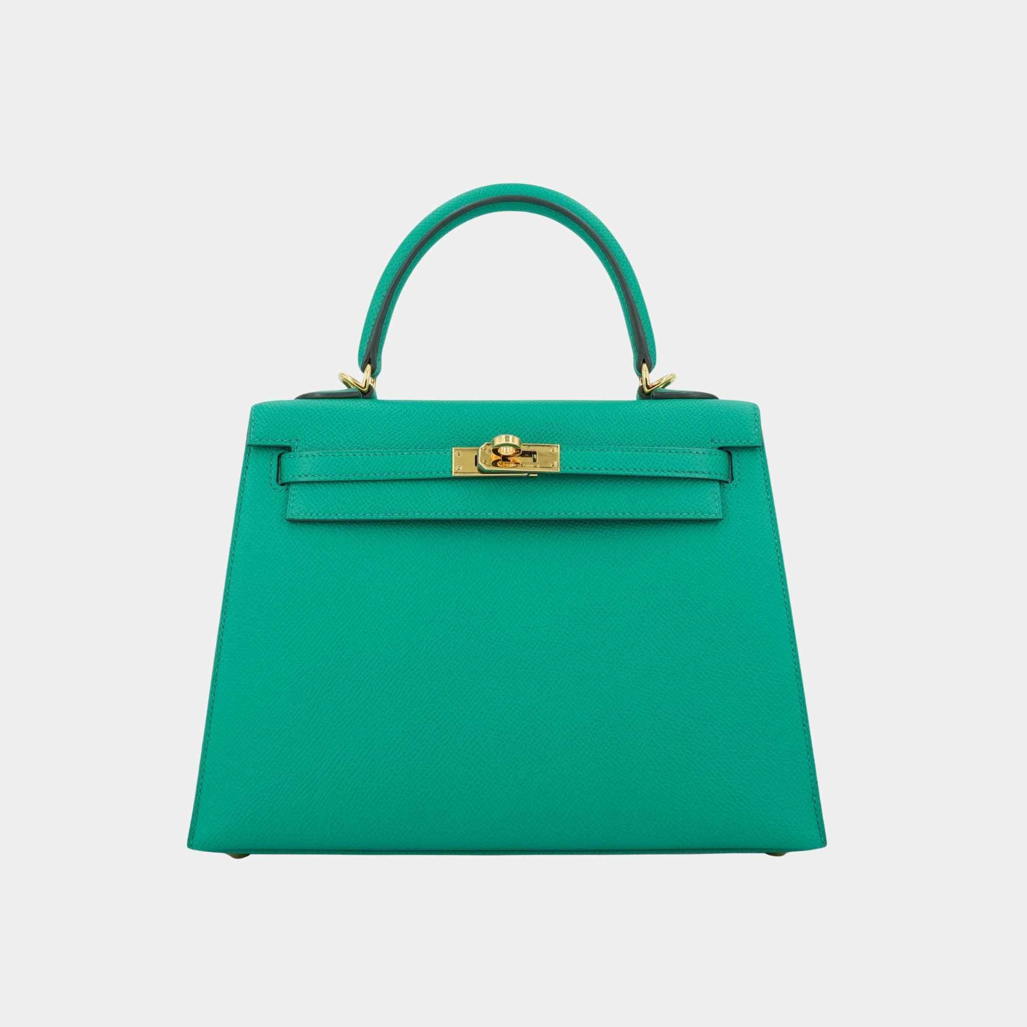 Kelly 25 Epsom Sellier Vert Jade GHW