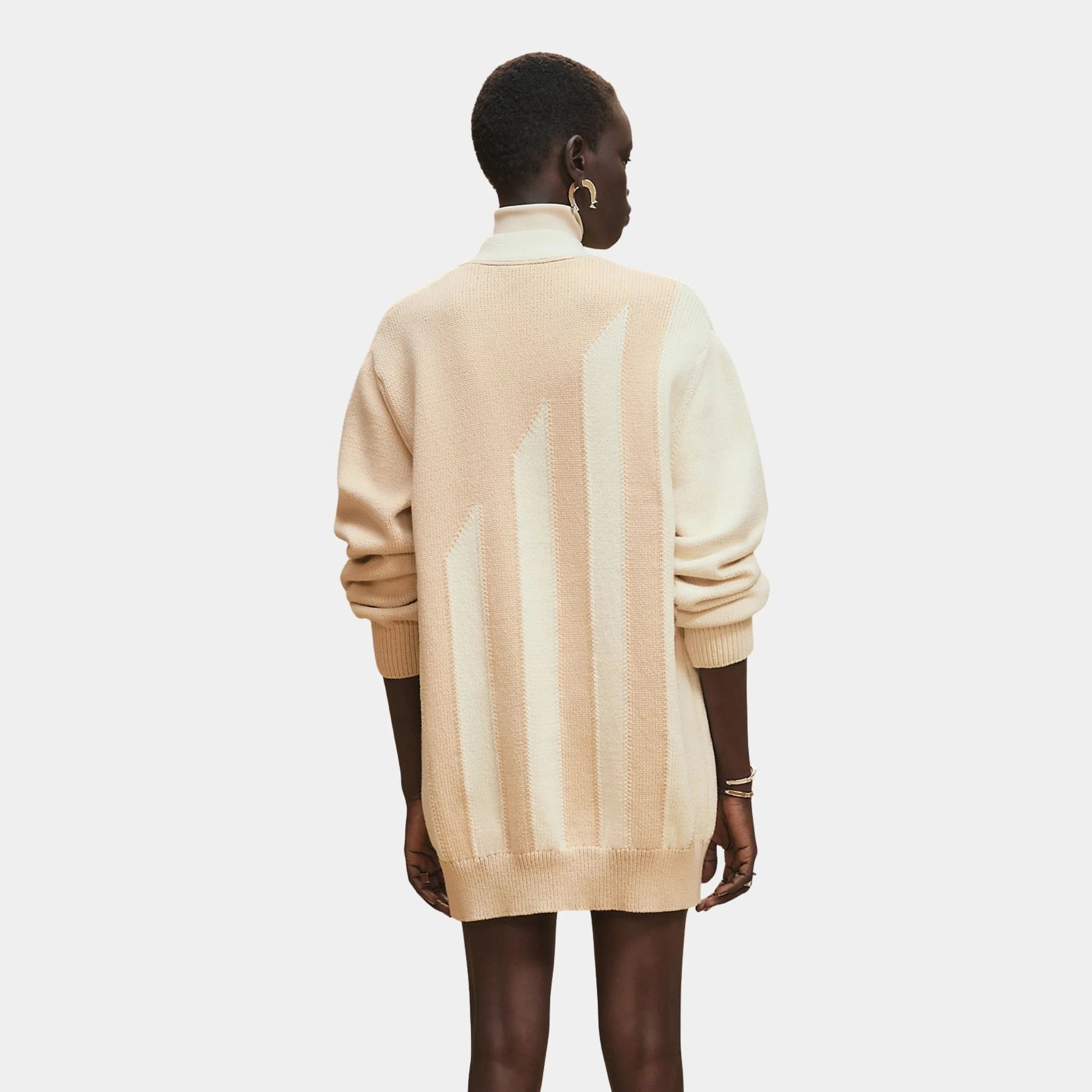 Long-sleeve Long Cardigan in Thick Bicolor Cotton