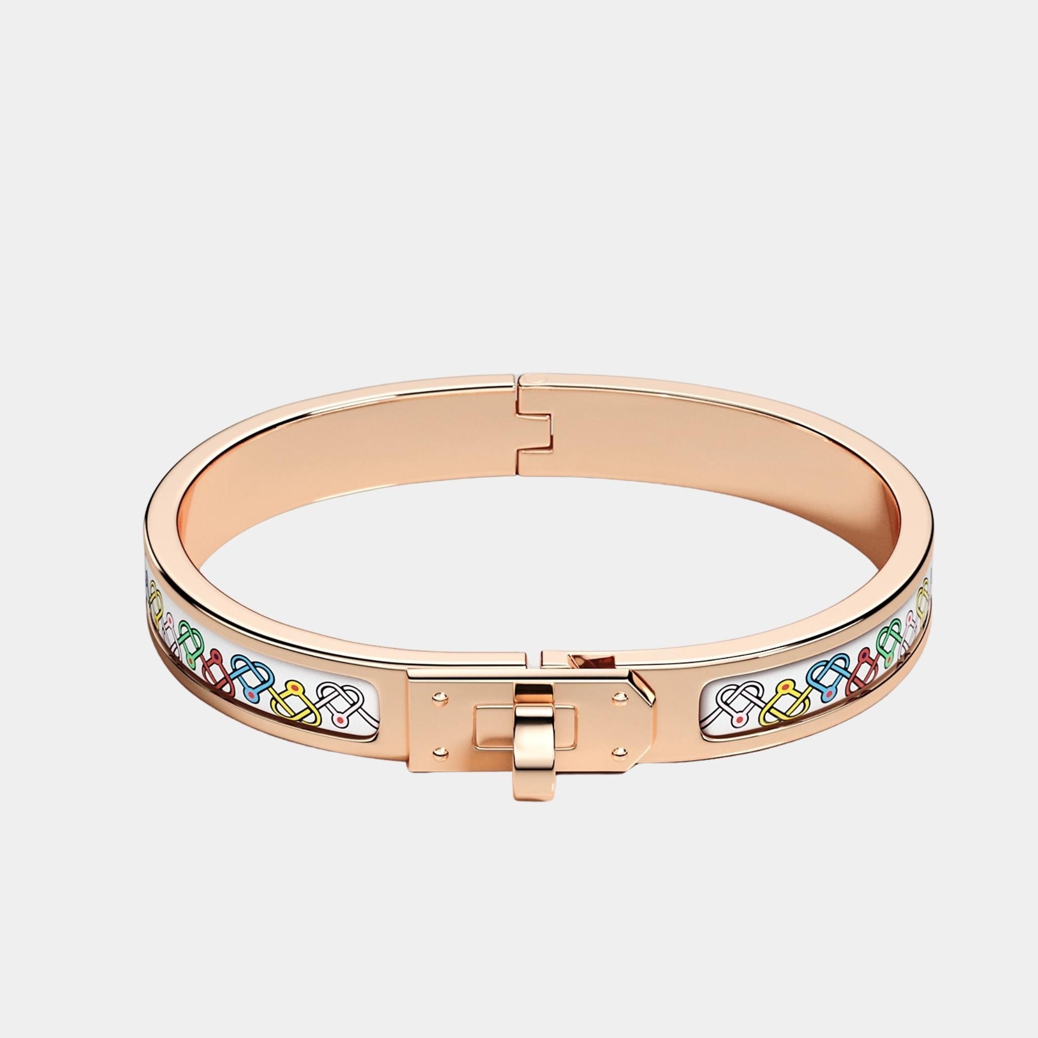 Mini Clic Kelly Petits Coeurs Bracelet Rose Gold Plated