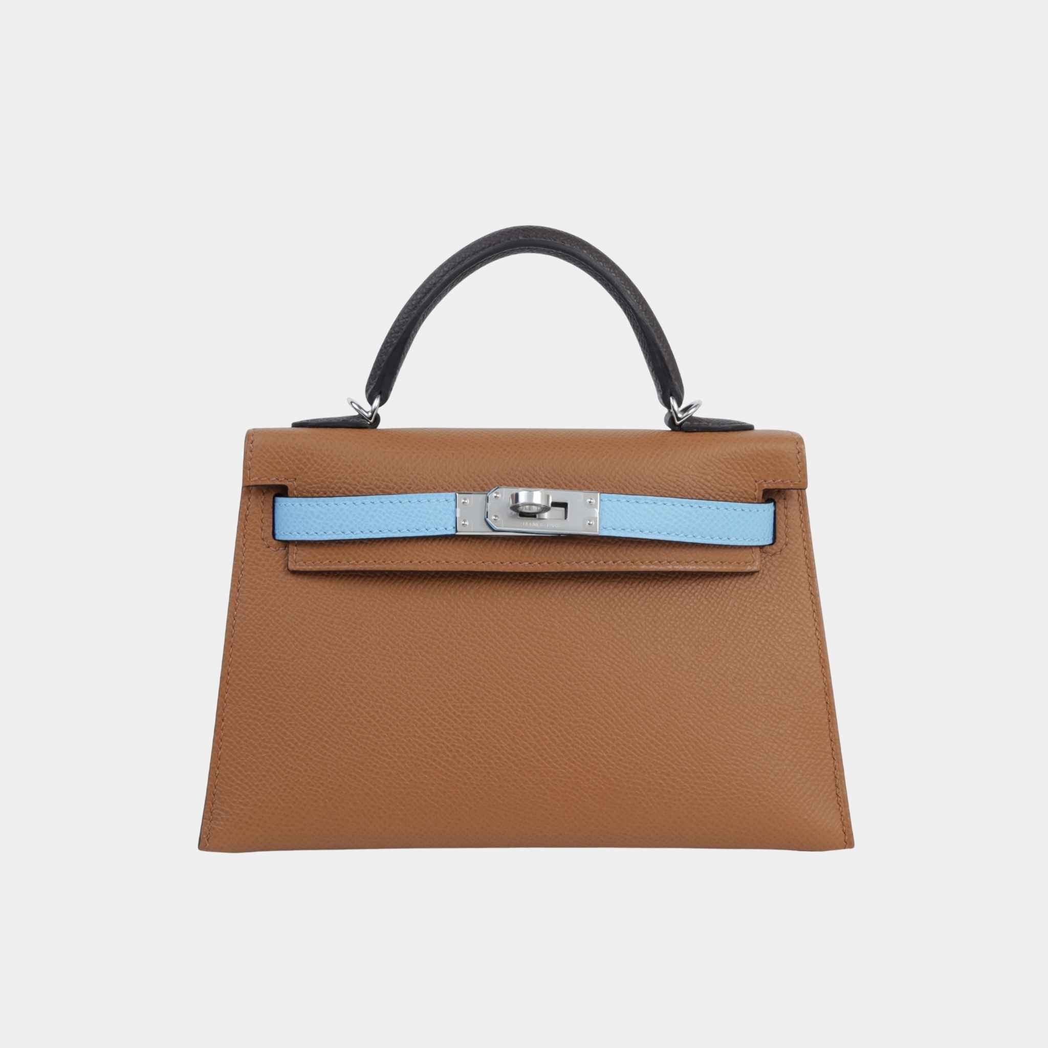 Mini Kelly II Epsom Gold/Ecorce/Celeste PHW