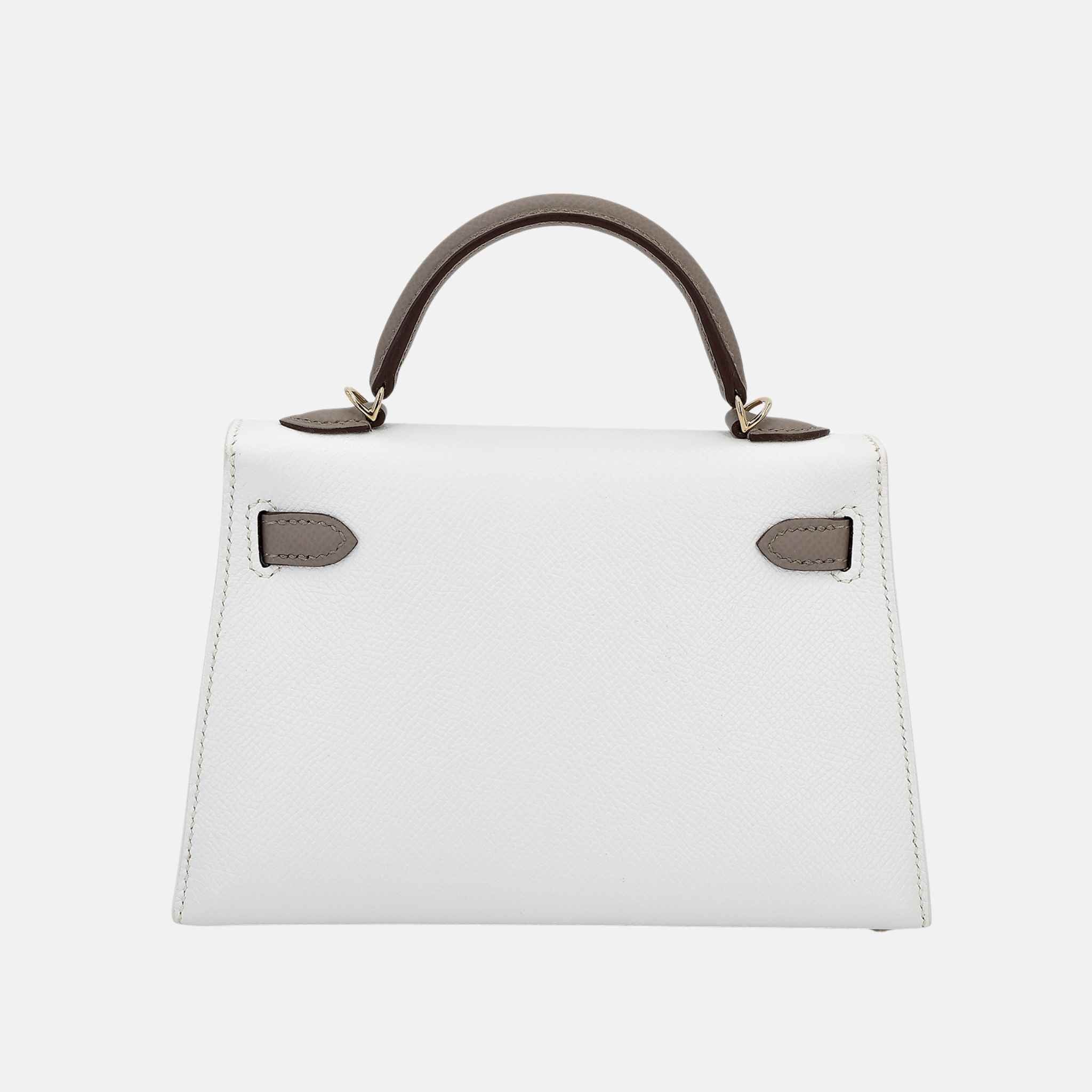 Mini Kelly II Epsom Gris Asphalte / White PBHW