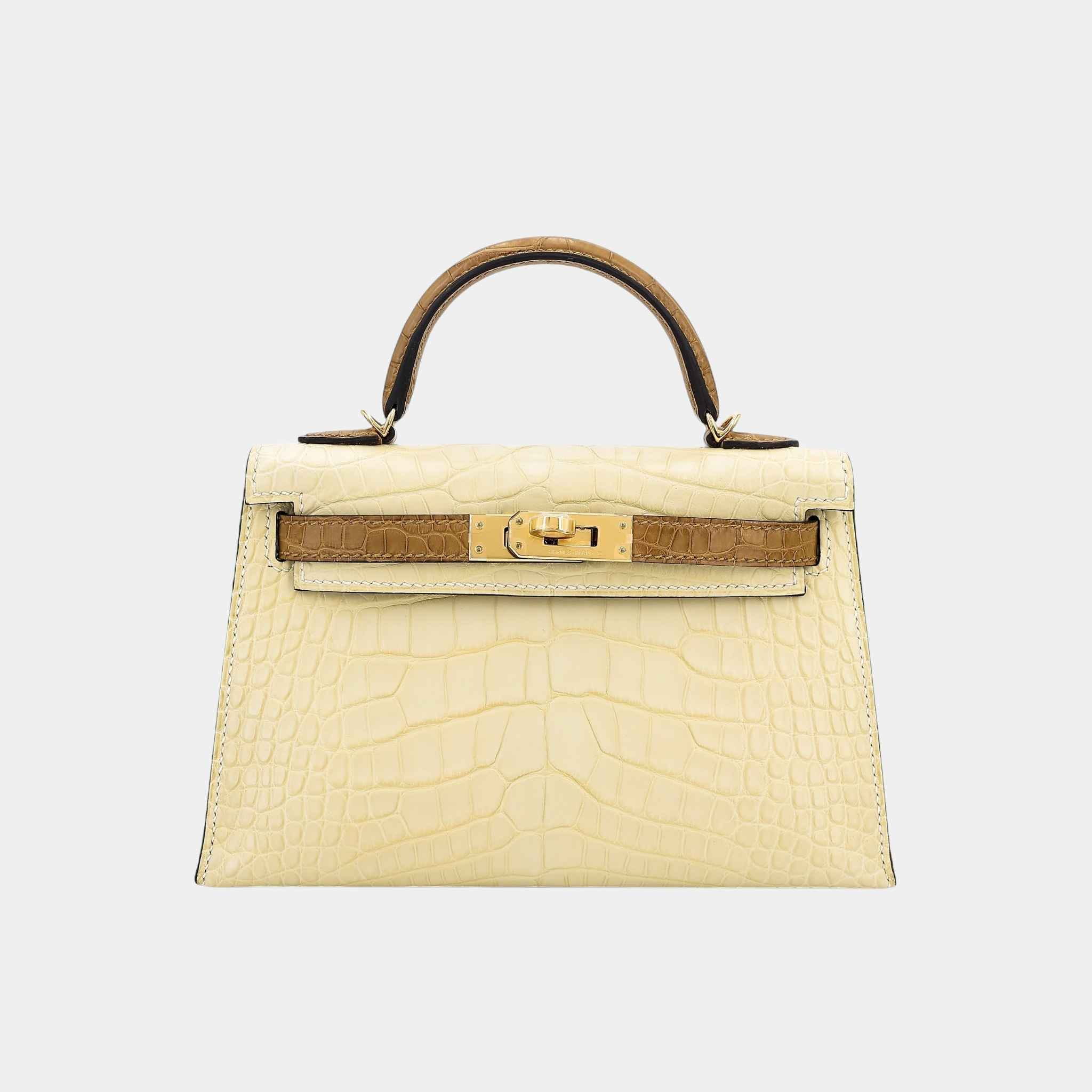 Mini Kelly II HSS Matte Alligator Vanille/Kraft GHW