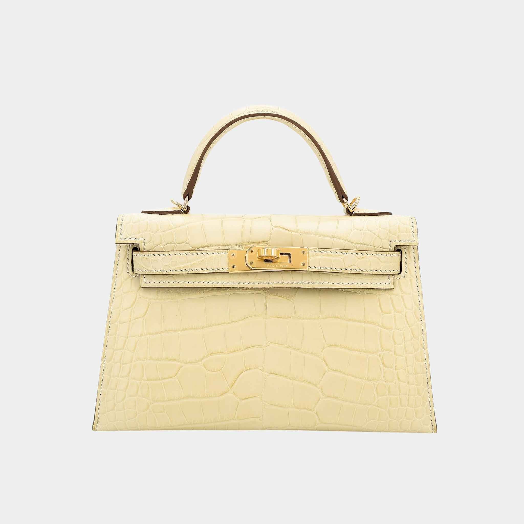 Mini Kelly II Matte Alligator Vanille GHW