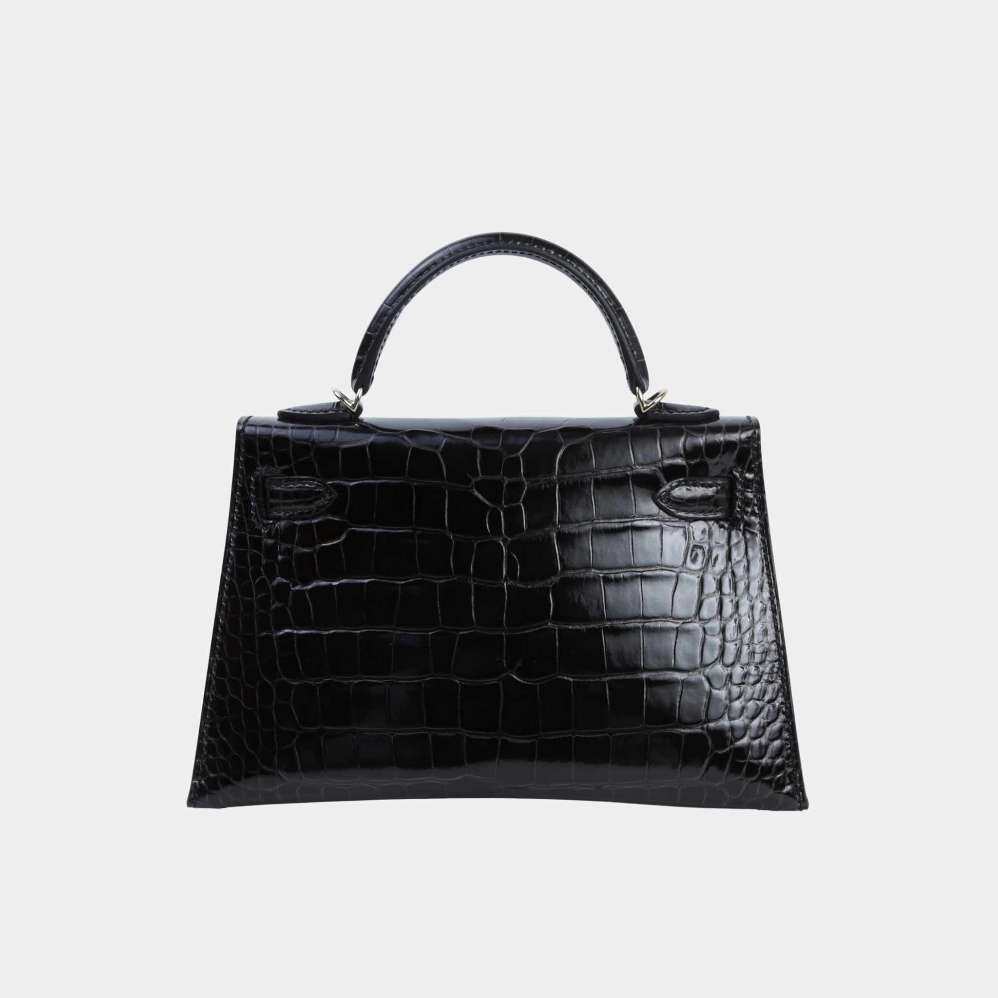 Mini Kelly II Shiny Alligator Graphite PBHW