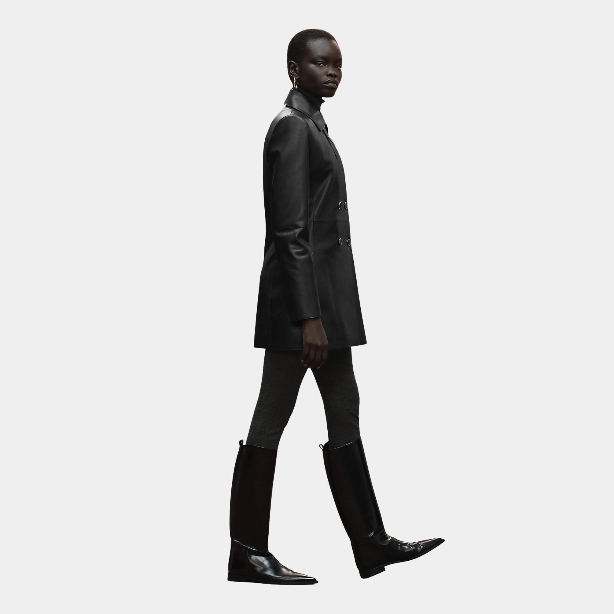 Pea Coat in Grained Calfskin