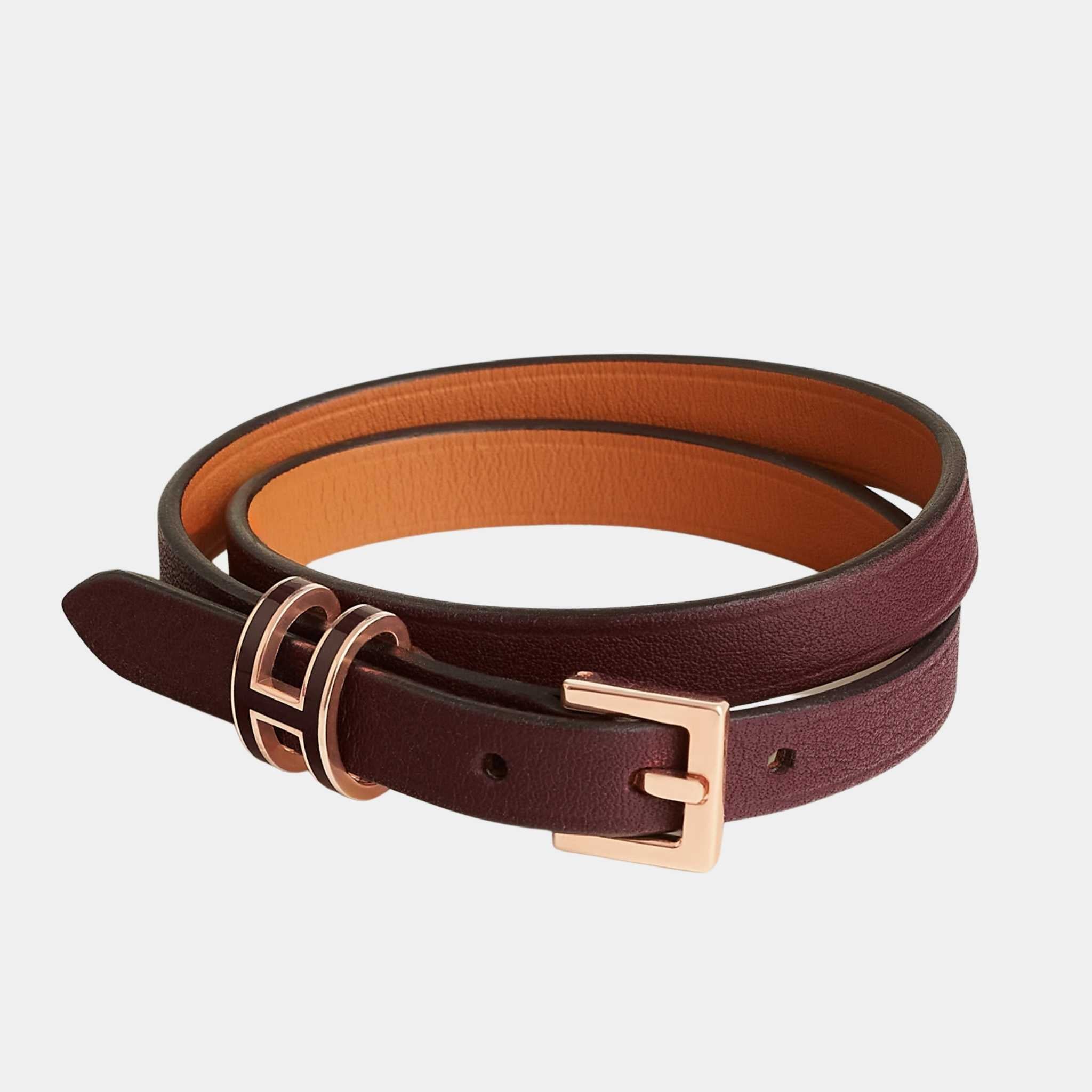 Pop H Double Tour Bracelet Swift Calfskin Rose Gold Plated