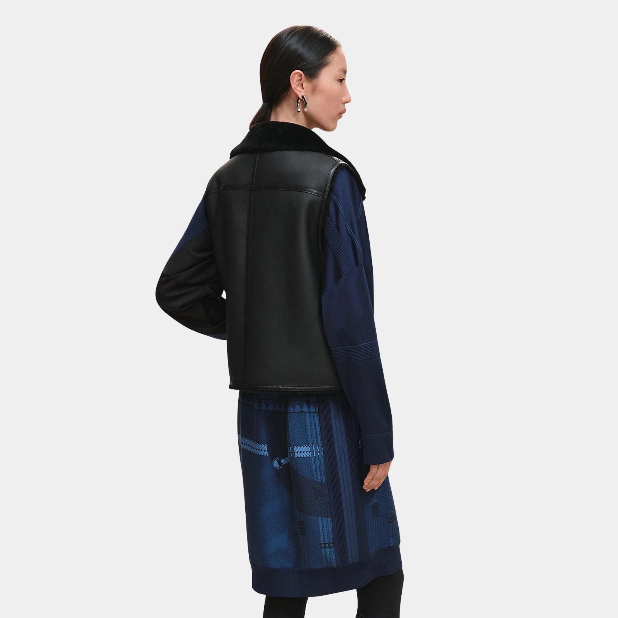 Reversible Sleeveless Jacket in Smooth Sheepskin