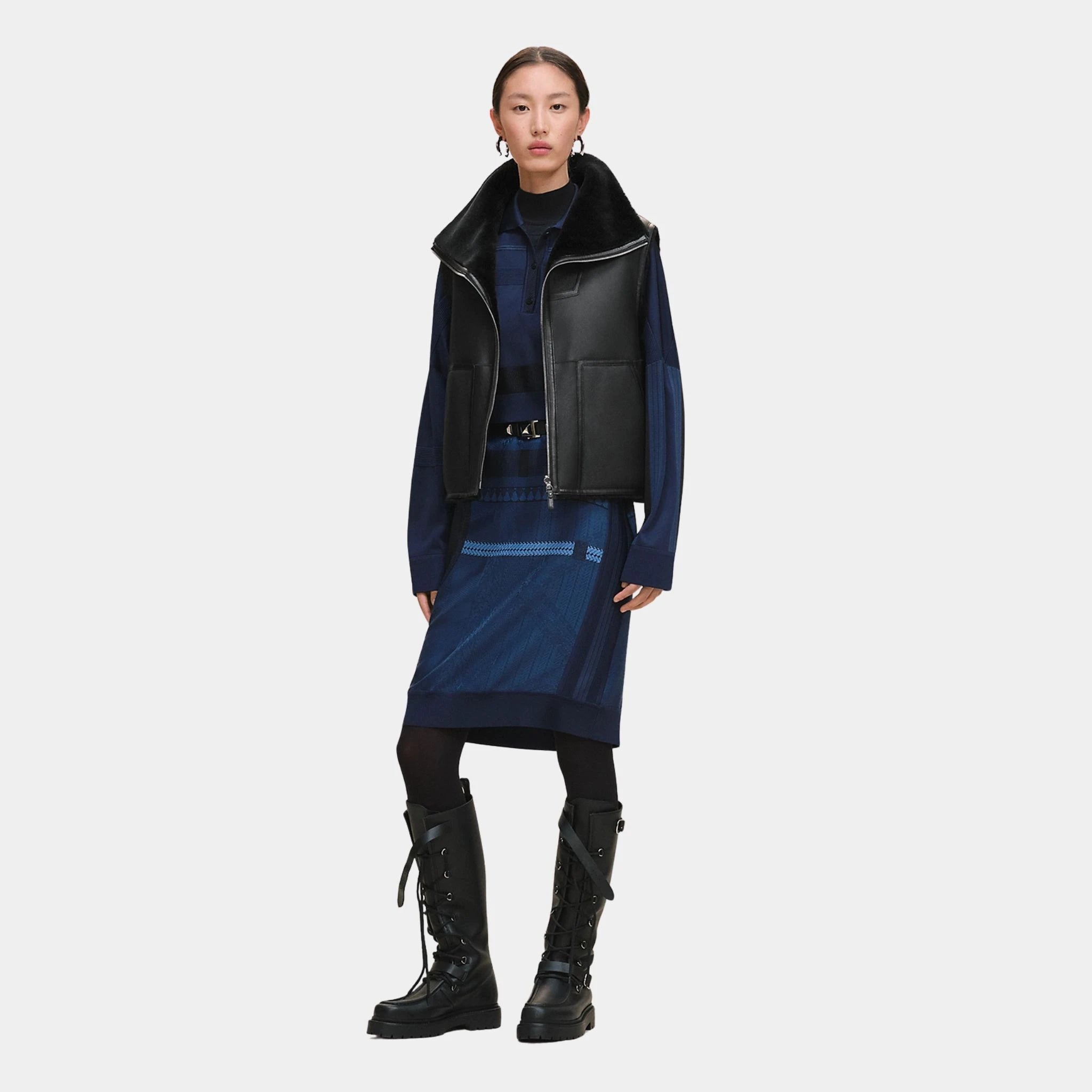 Reversible Sleeveless Jacket in Smooth Sheepskin