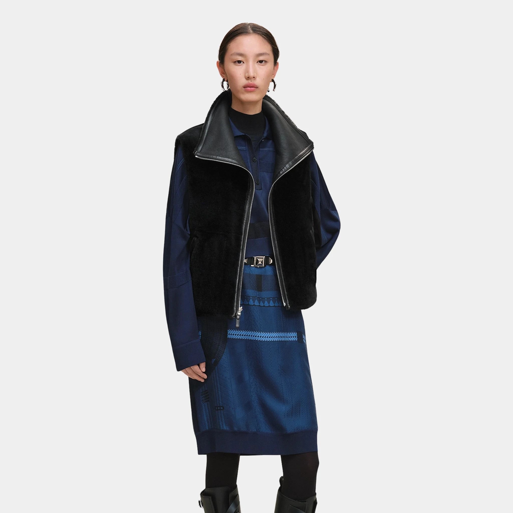 Reversible Sleeveless Jacket in Smooth Sheepskin