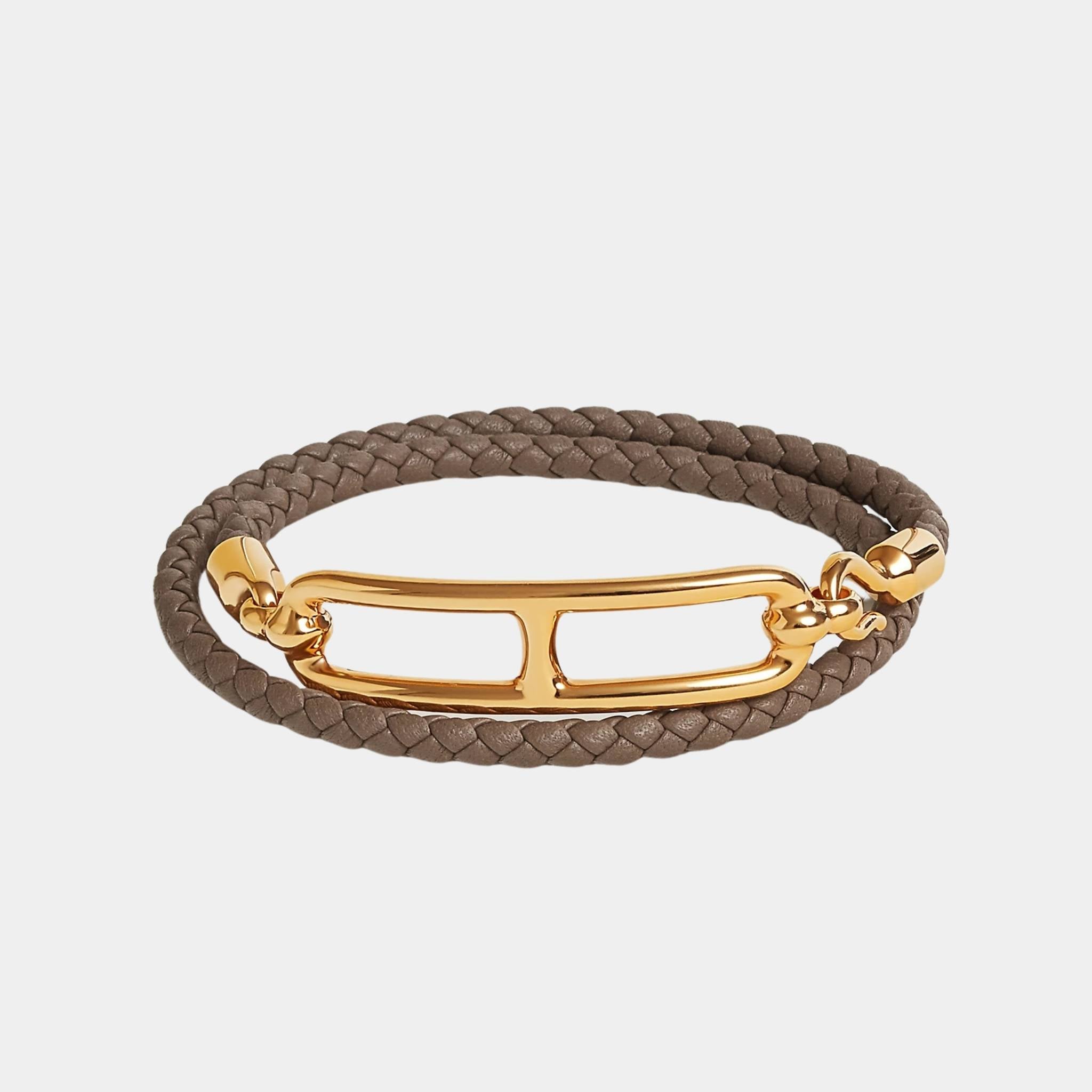 Roulis Double Tour Bracelet Swift Calfskin Gold Plated