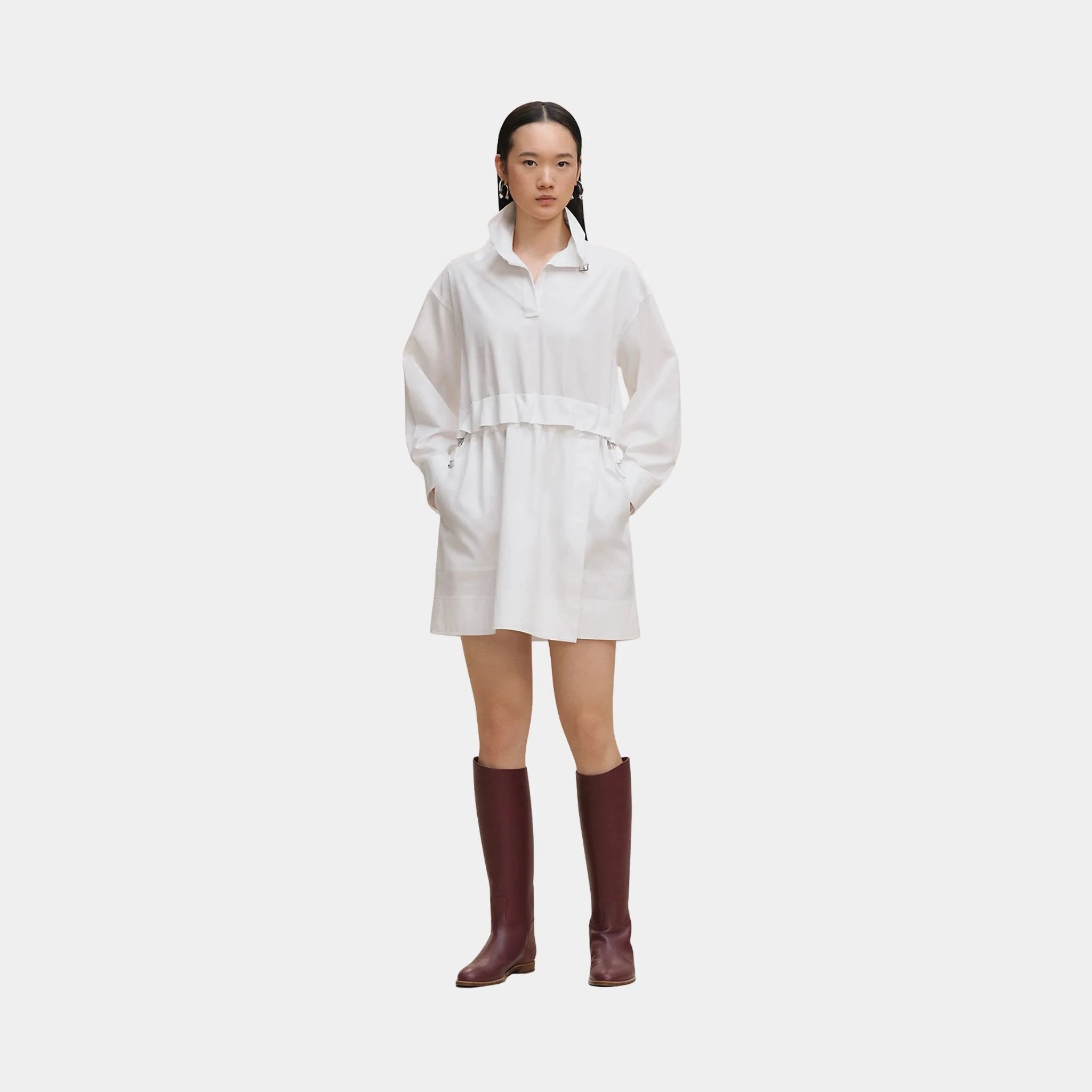 Short Polo Dress in Cotton Twill