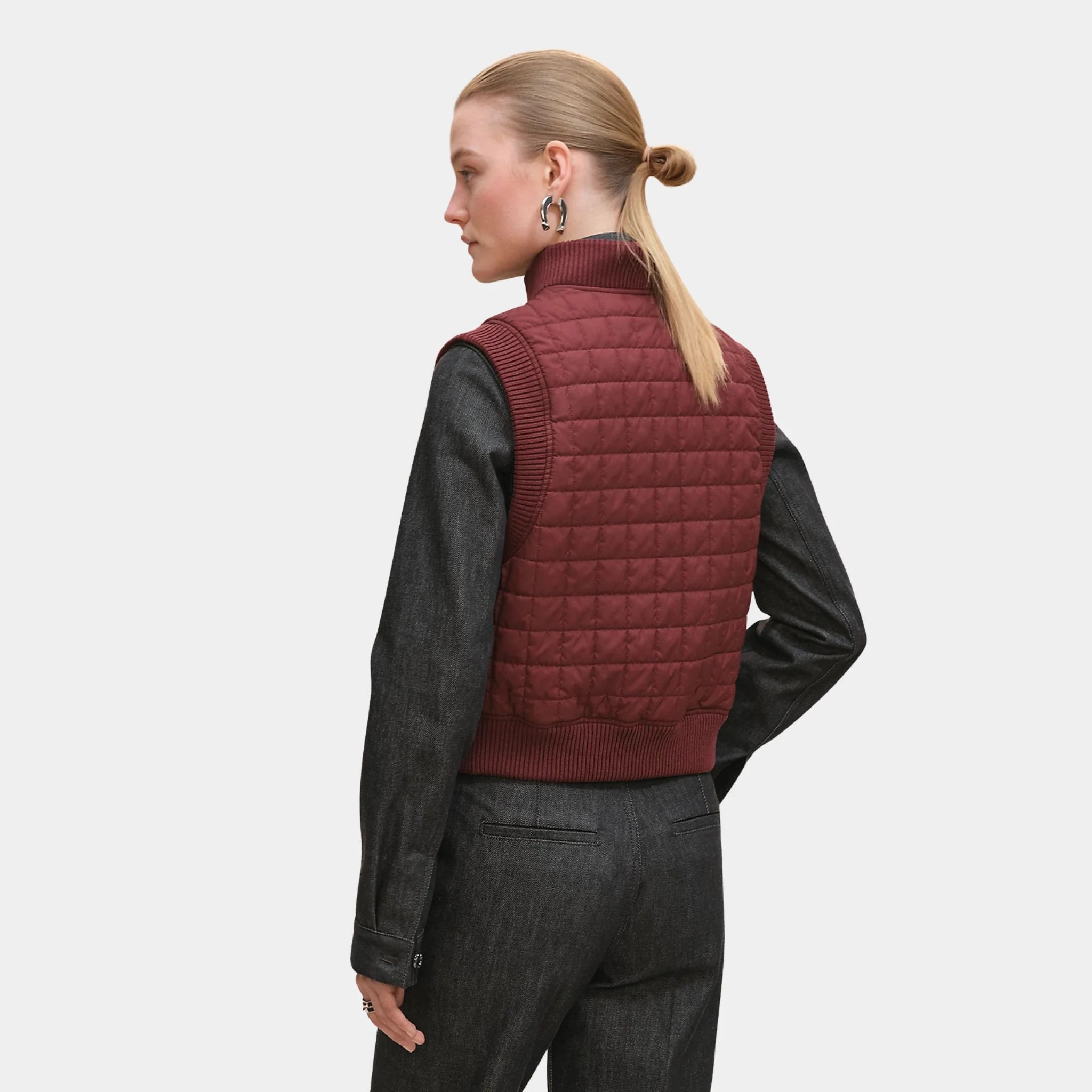 Sleeveless Quilted Bomber Jacket