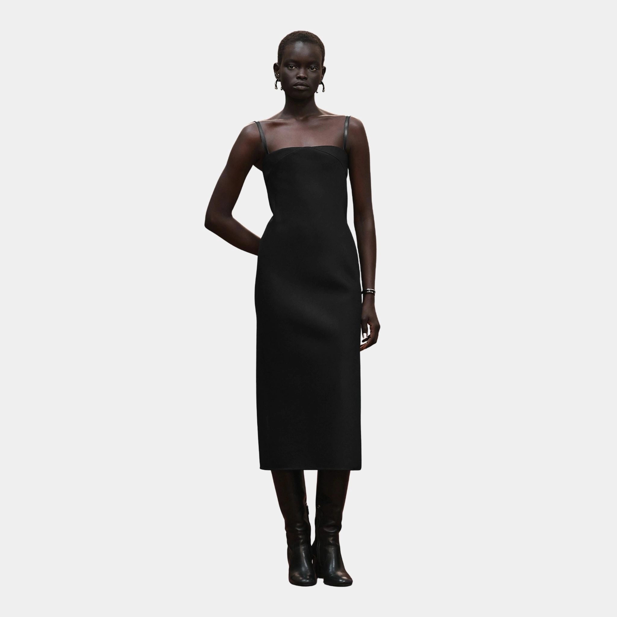 Strapless Dress in Wool and Silk Crepe