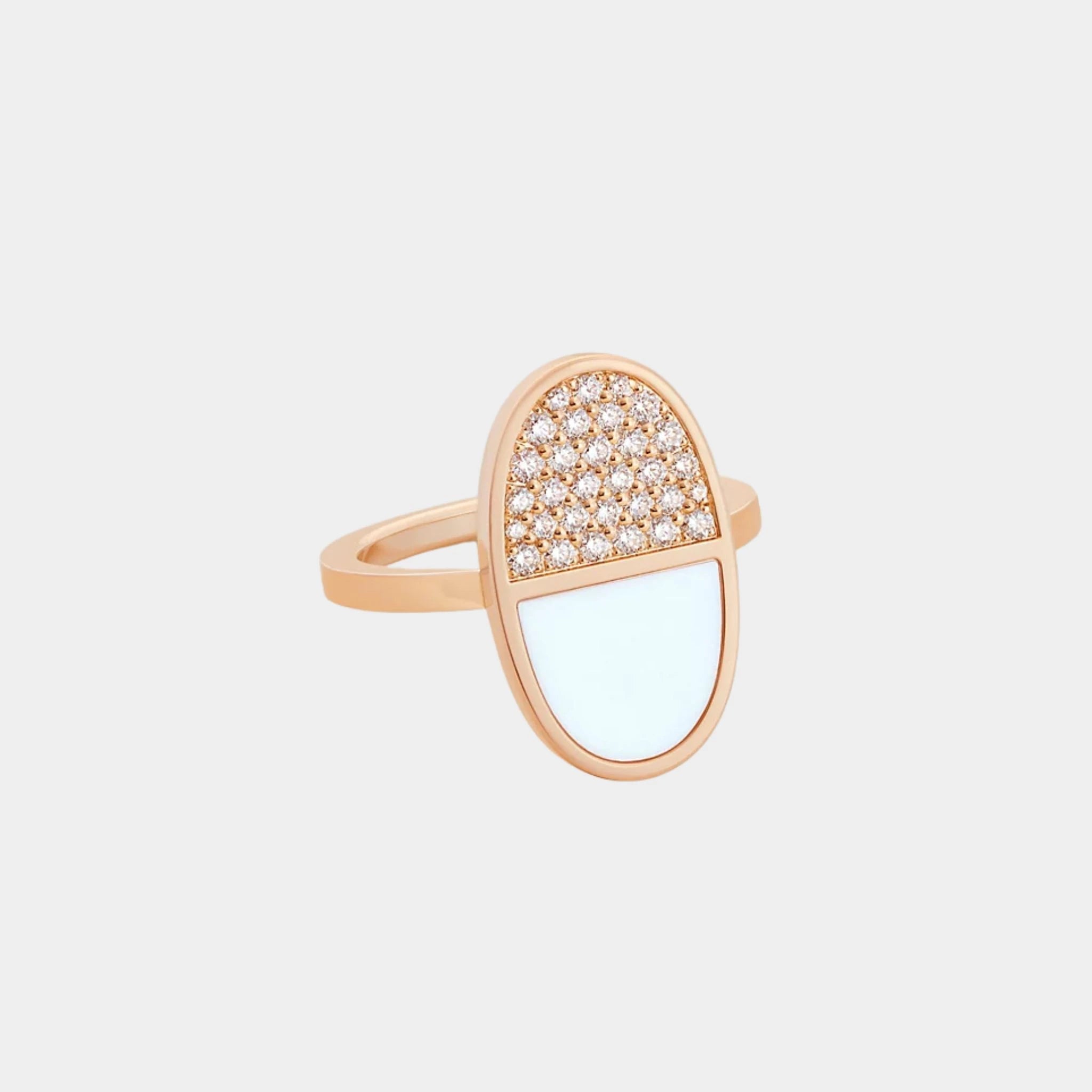 Verso Anchor Chain Ring Medium Model Rose Gold Diamonds & Ceramic