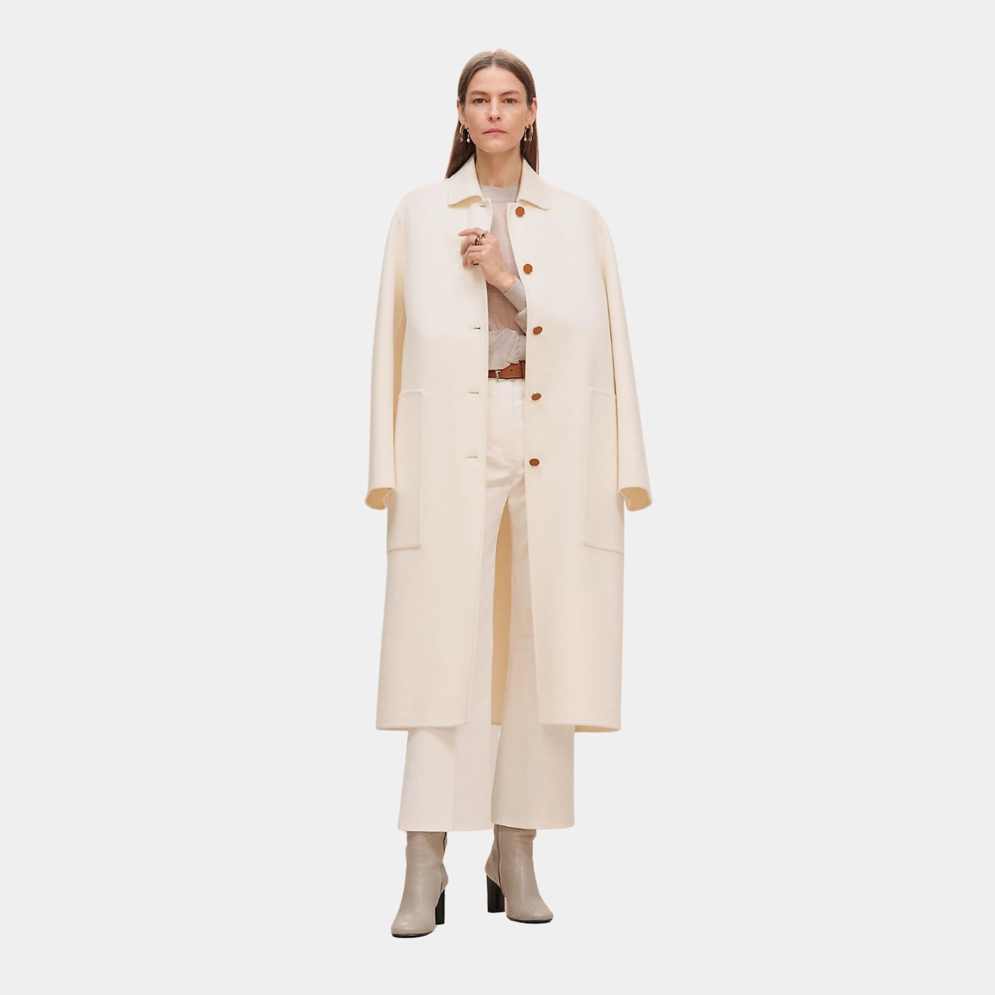 Wrap Coat in Double-sided Cashmere