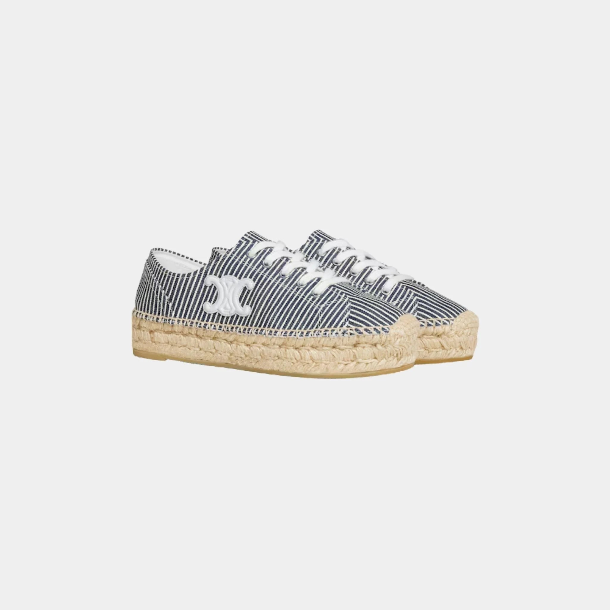 Les Espadrilles Celine Lace-up in Oshkosh Canvas and Calfskin