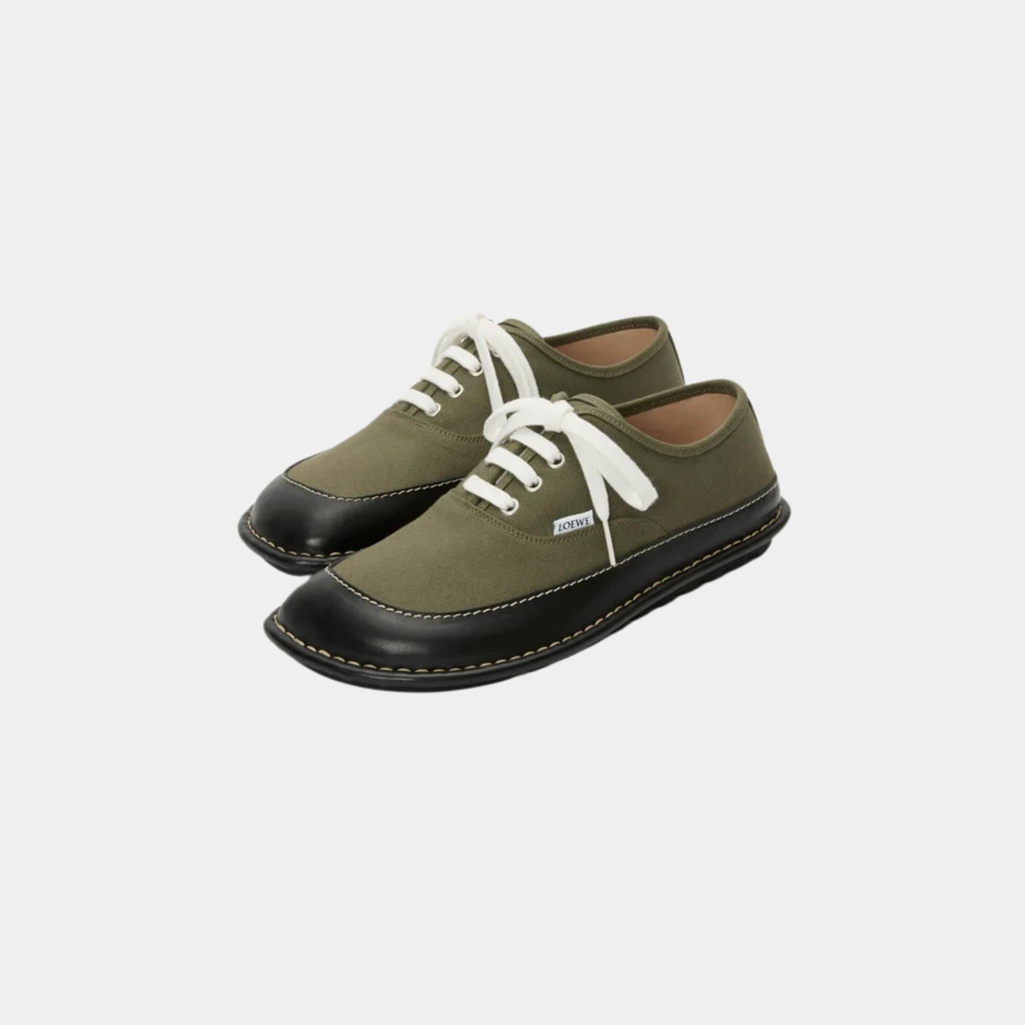 Bay Lace-Up In Canvas And Vegetable-Tanned Calfskin