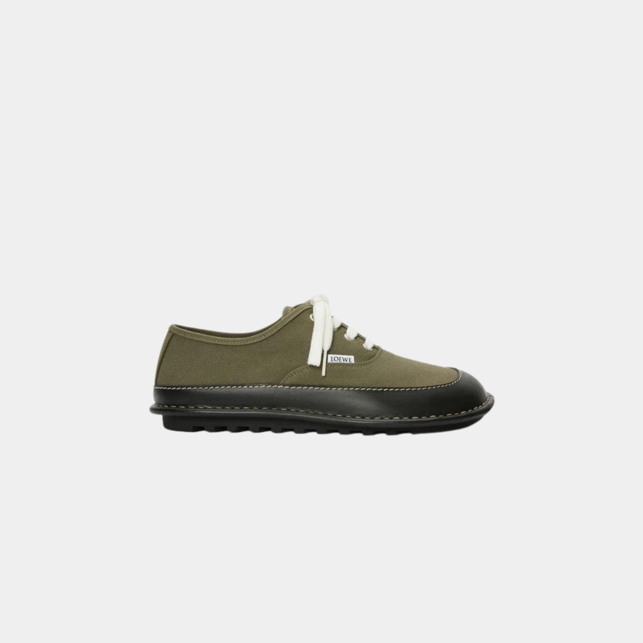 Bay Lace-Up In Canvas And Vegetable-Tanned Calfskin