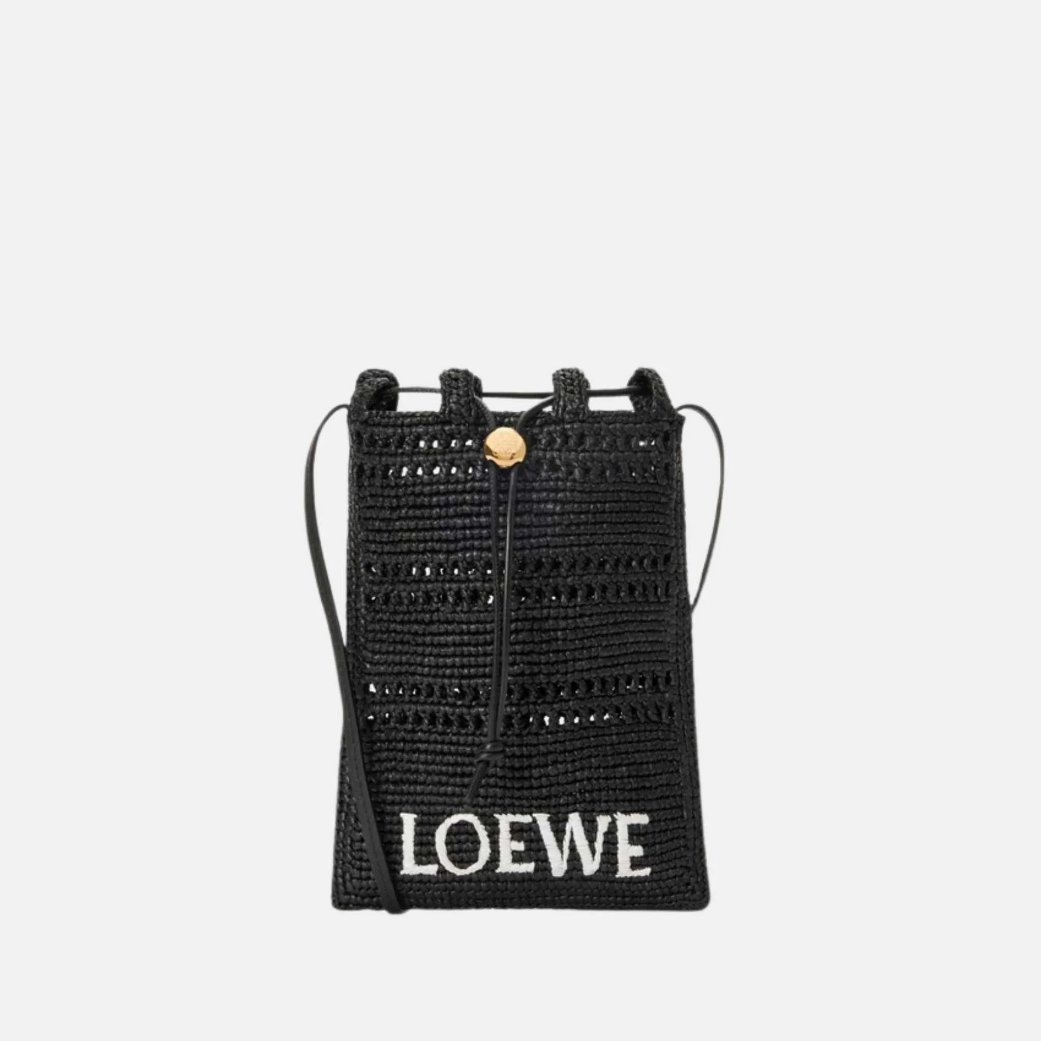 Drawstring Pocket in Raffia