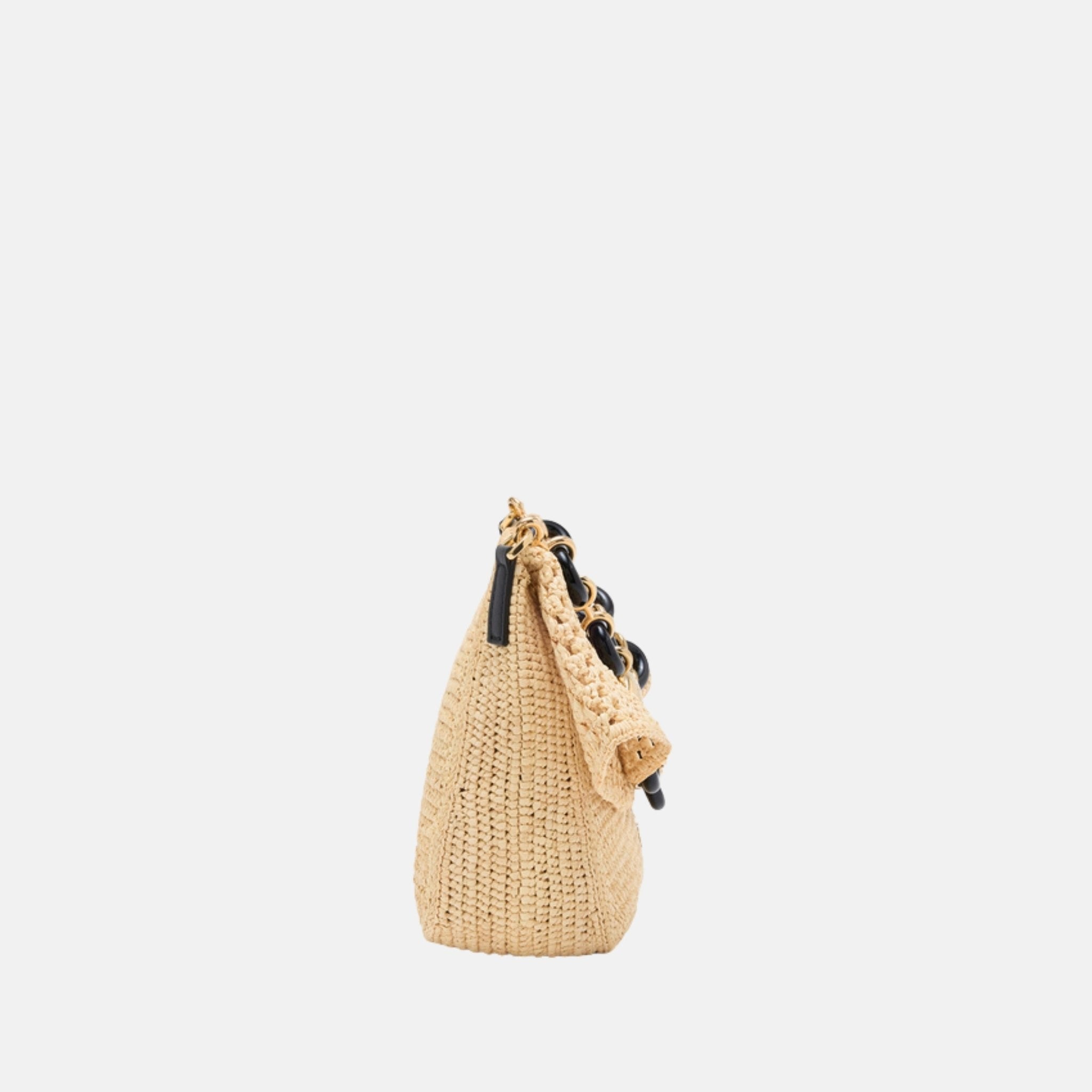 Medium Ola Bag in Raffia and Calfskin