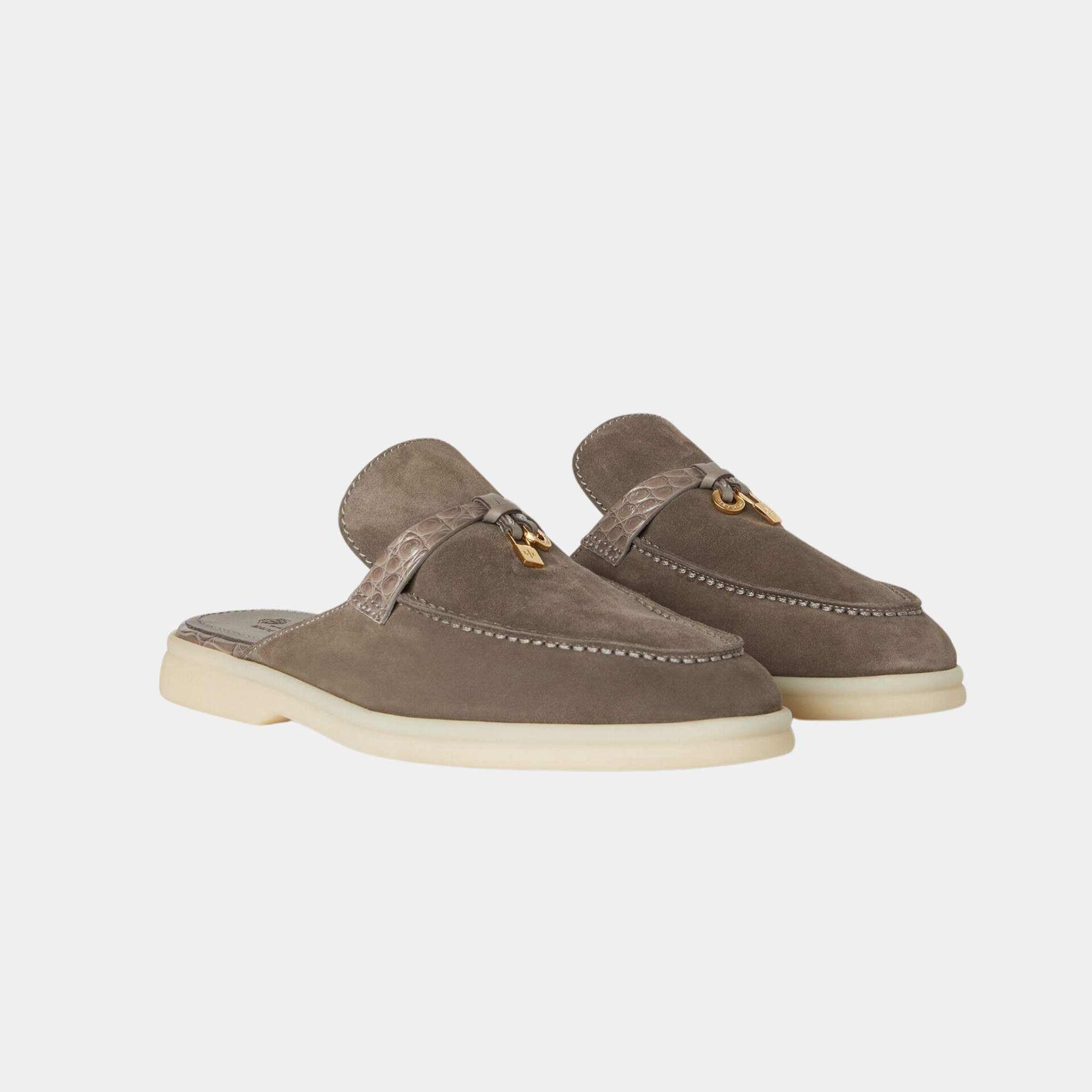 Charms Walk Babouche Loafer Suede With Alligator Saddles