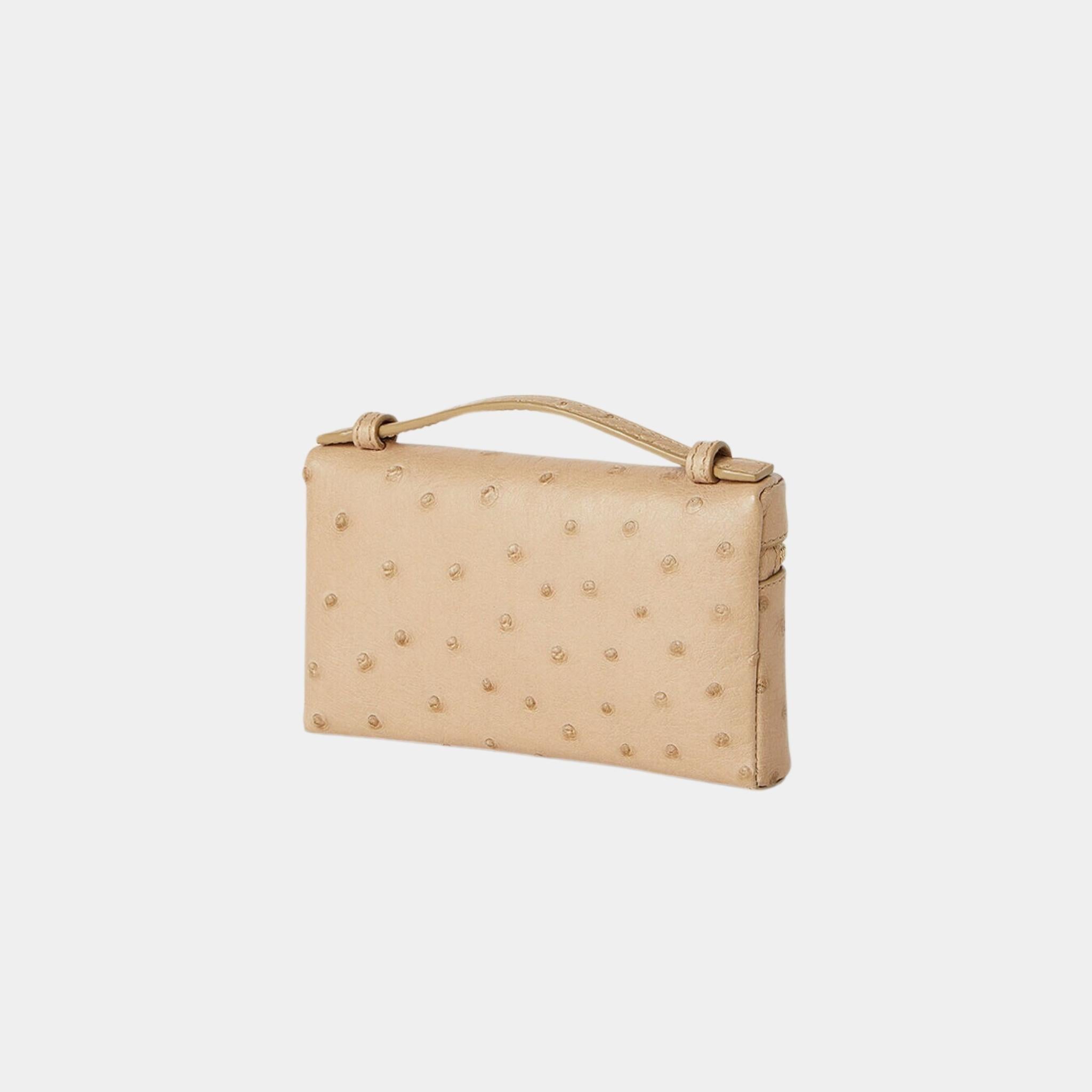 Extra Pocket Mini Pouch Ostrich Leather