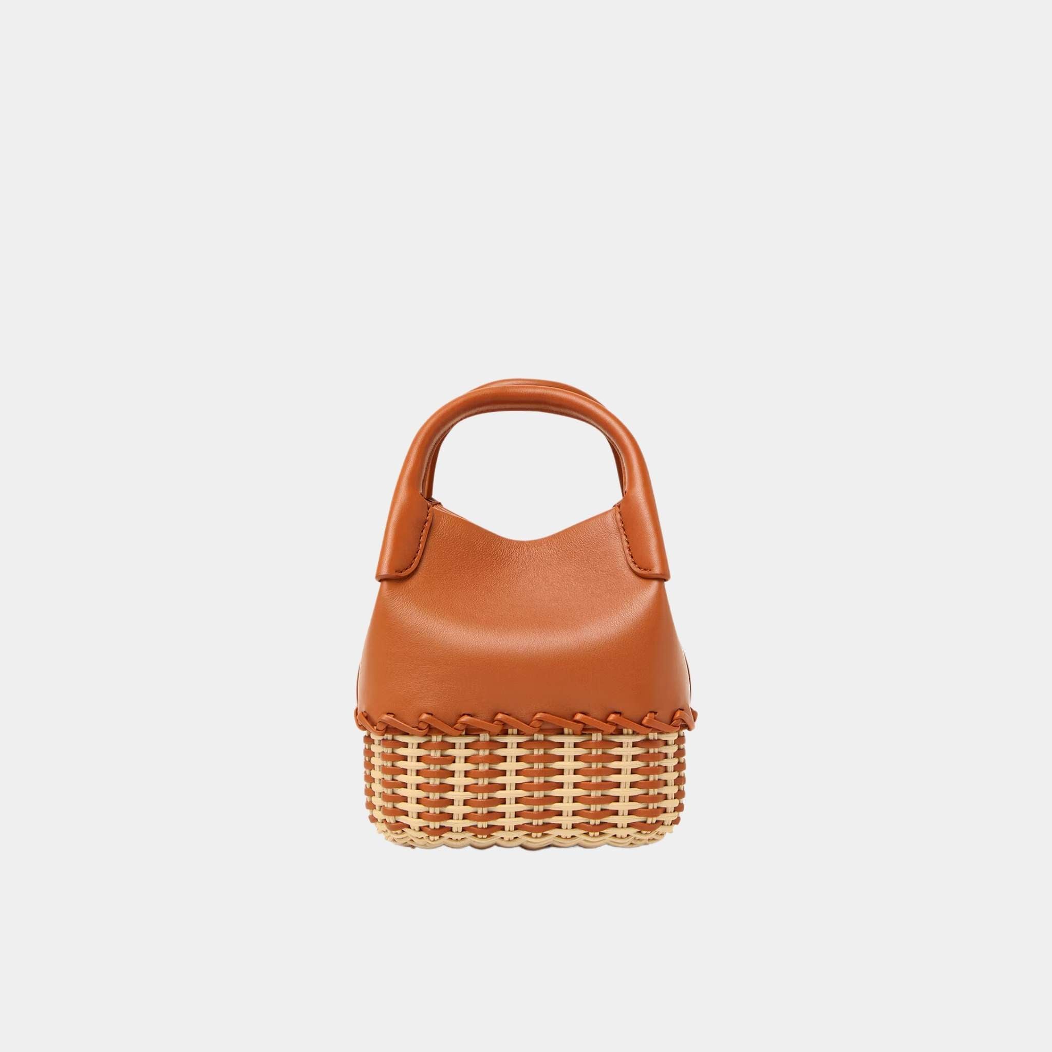 Micro Bale Bag Calfskin-Wicker With Cotton-Linen Lining