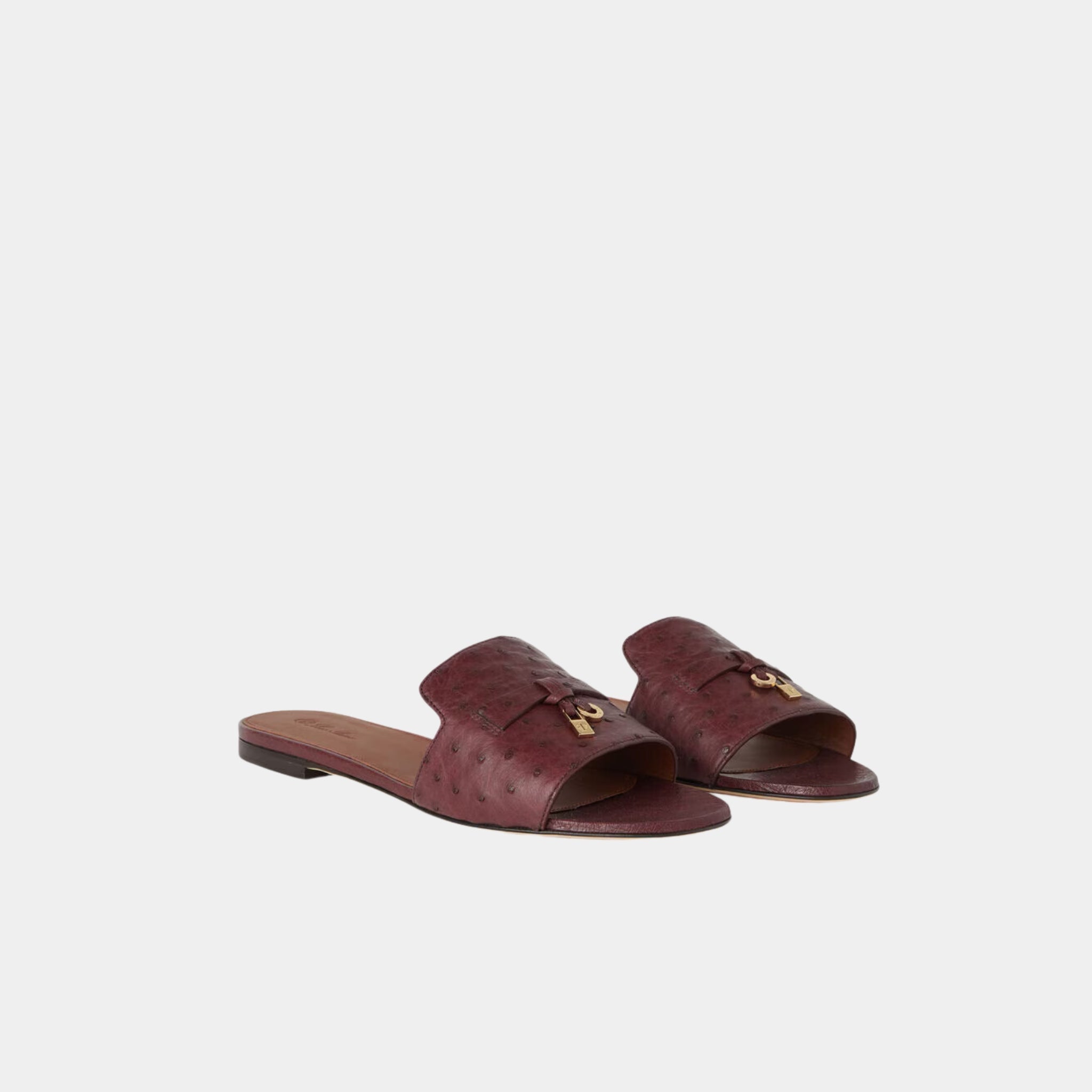 Summer Charms Ostrich Leather Flat Sandal