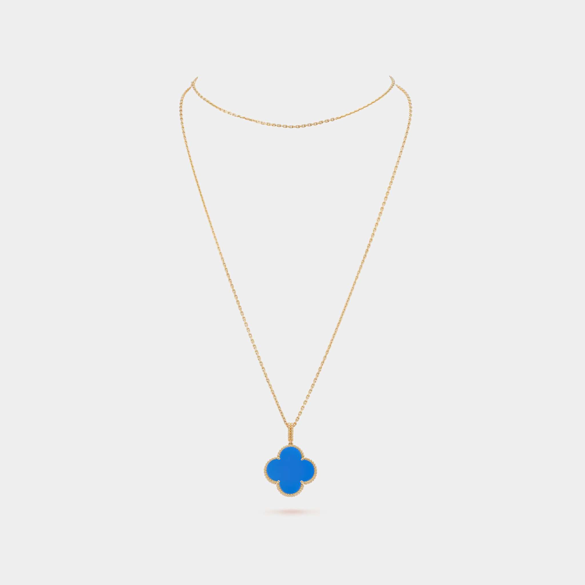 Magic Alhambra Long Necklace 1 motif Yellow Gold Agate