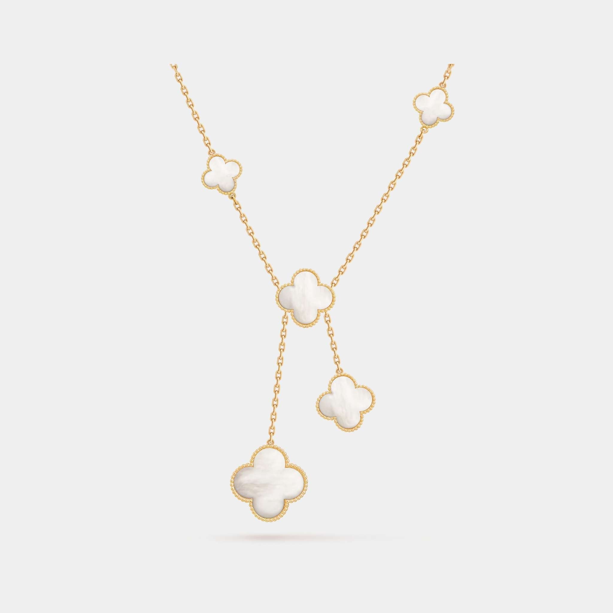 Magic Alhambra Necklace 6 Motifs Yellow Gold Mother Of Pearl