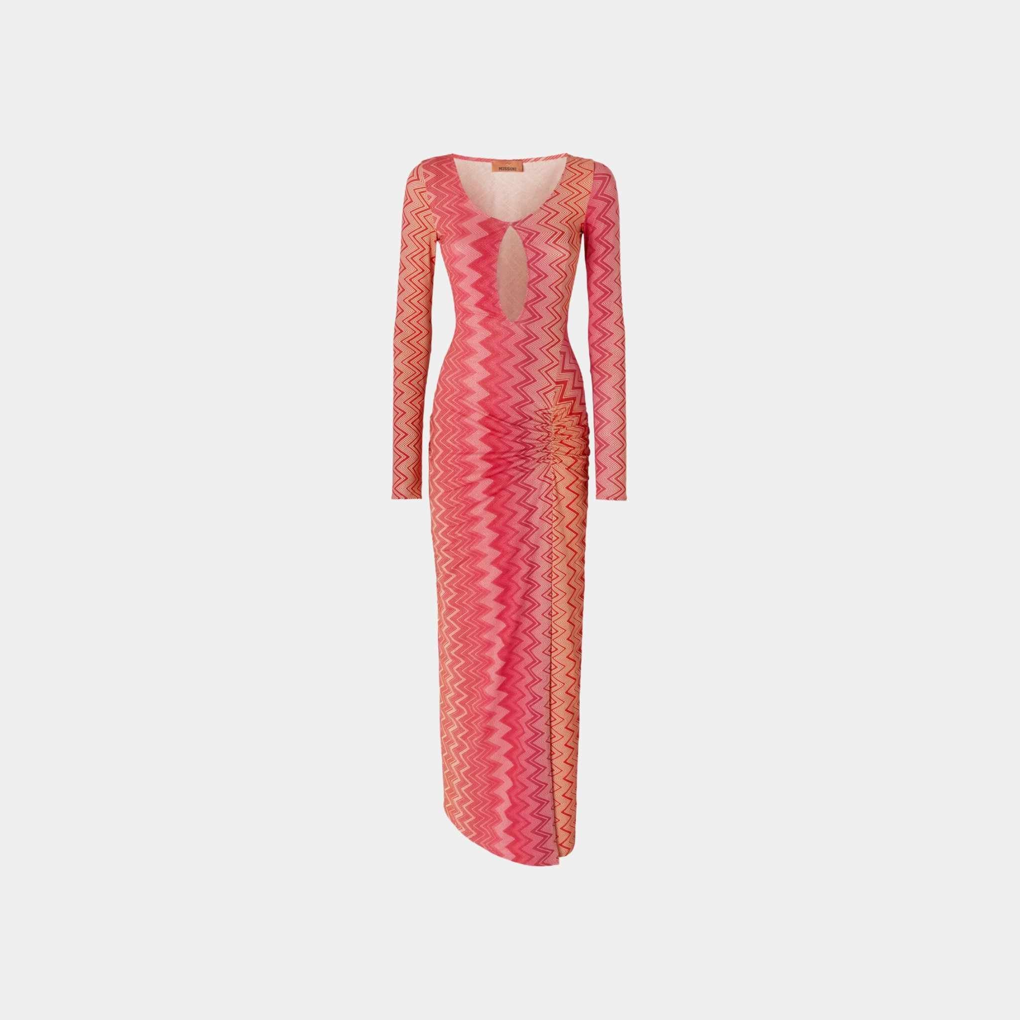 Cover Up Dress In Stretch Nylon Zigzag Lame