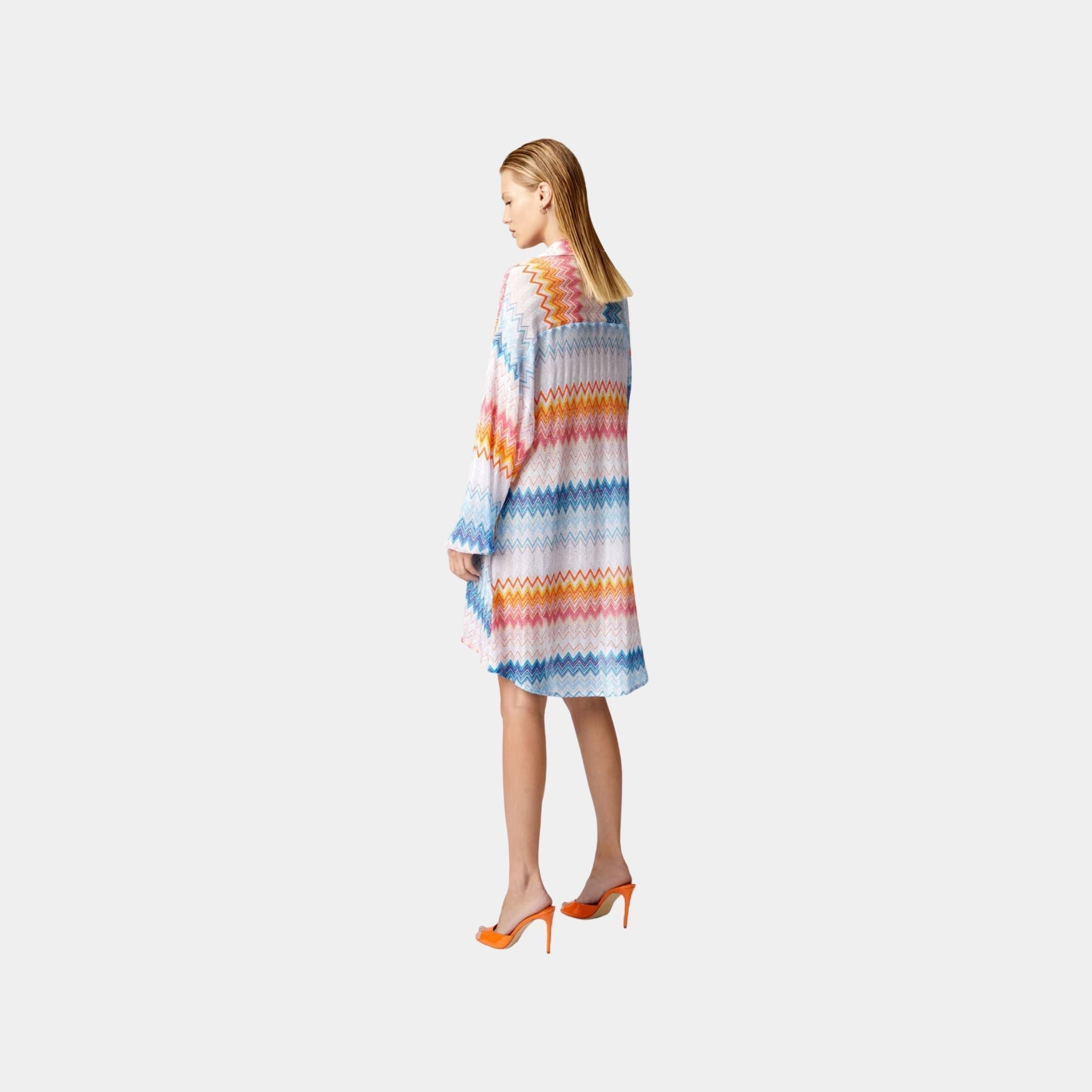 Oversized Shirt In Zigzag Lame Viscose Blend